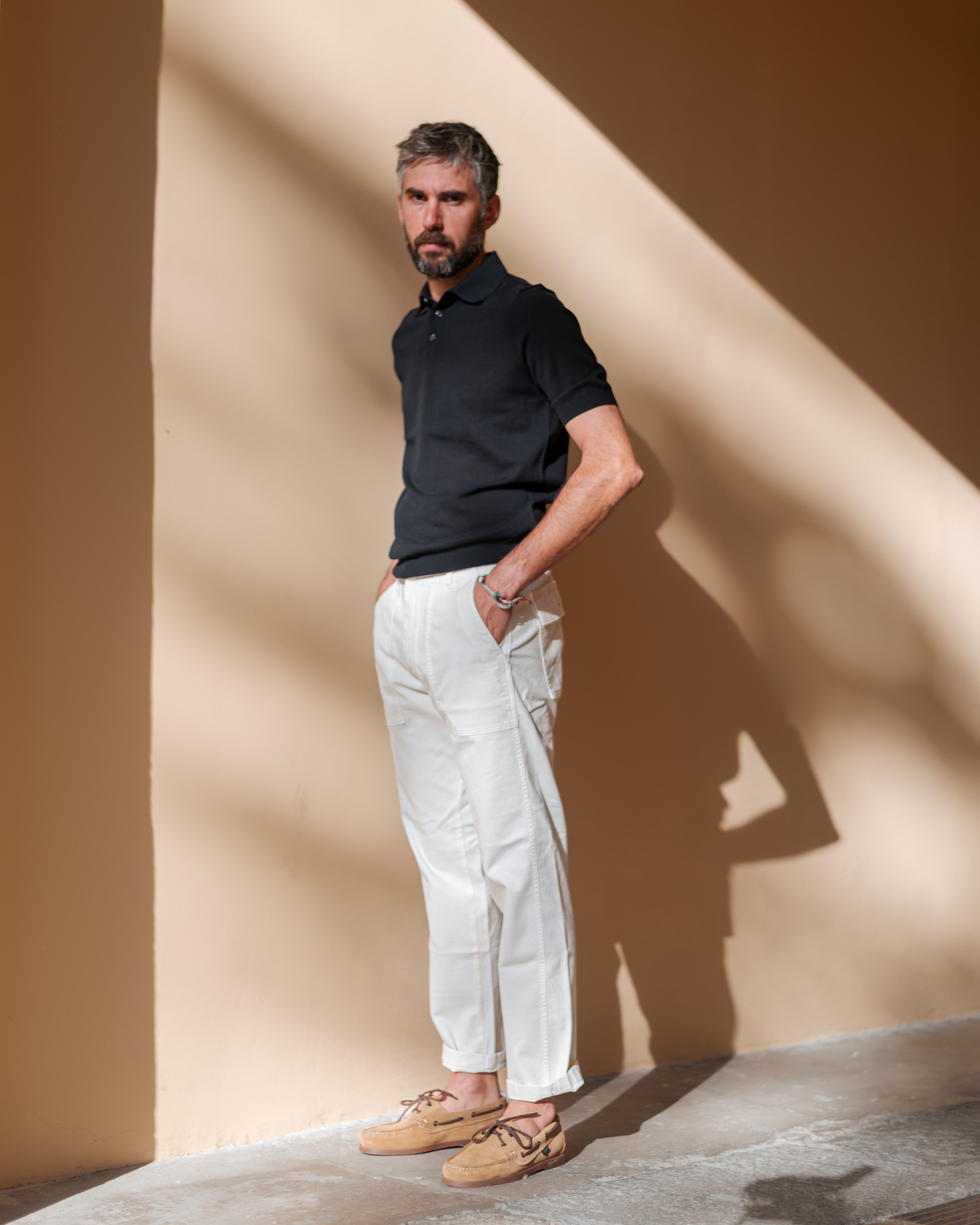 Pantalon de fatigue en coton FRESH en blanc beurre