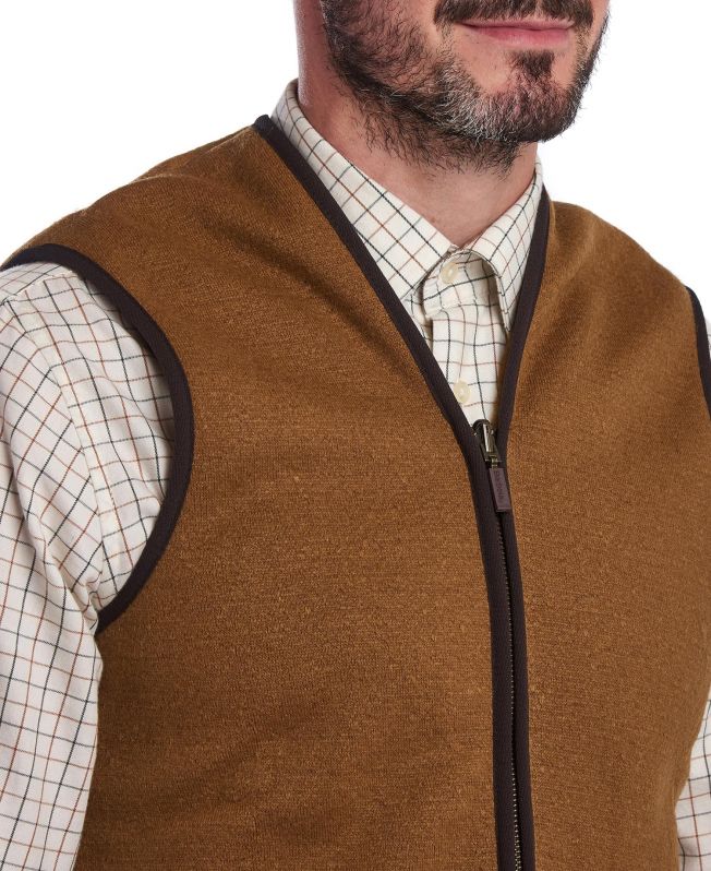 BARBOUR Gilet Chaud Pile Doublure Zippée Marron