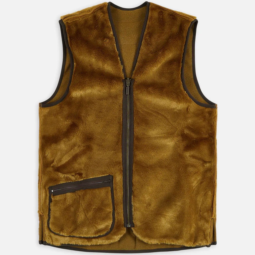 BARBOUR Gilet Chaud Pile Doublure Zippée Marron