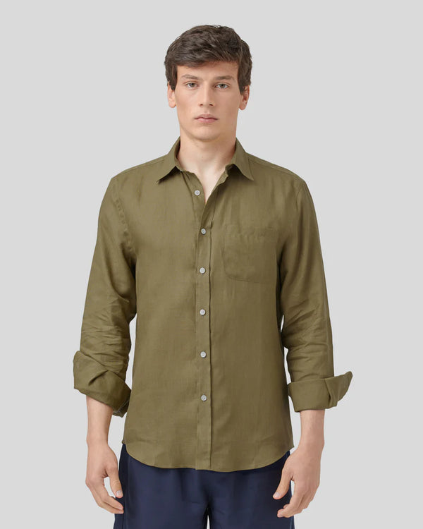 PORTUGUESE FLANNEL Linen Olive Shirt