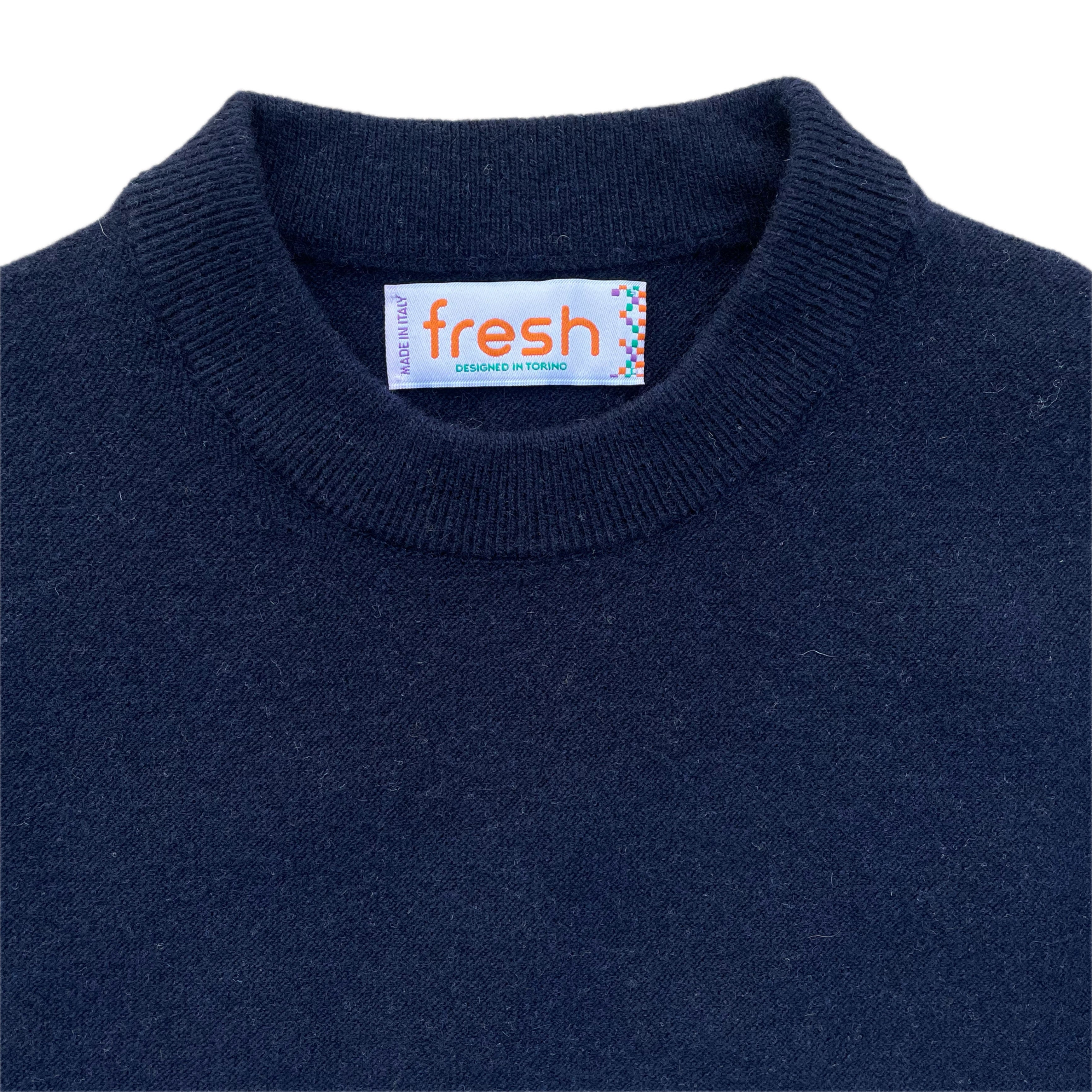 FRESH Pull Col Rond en Laine Marine