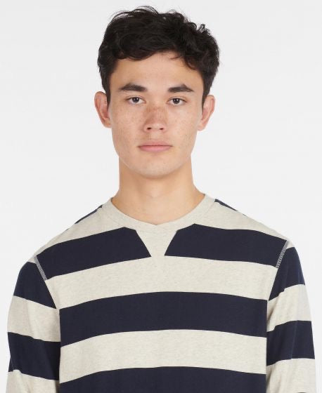 BARBOUR Earl Stripe Crew Marine Étiquette Blanche