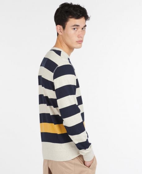 BARBOUR Earl Stripe Crew Marine Étiquette Blanche