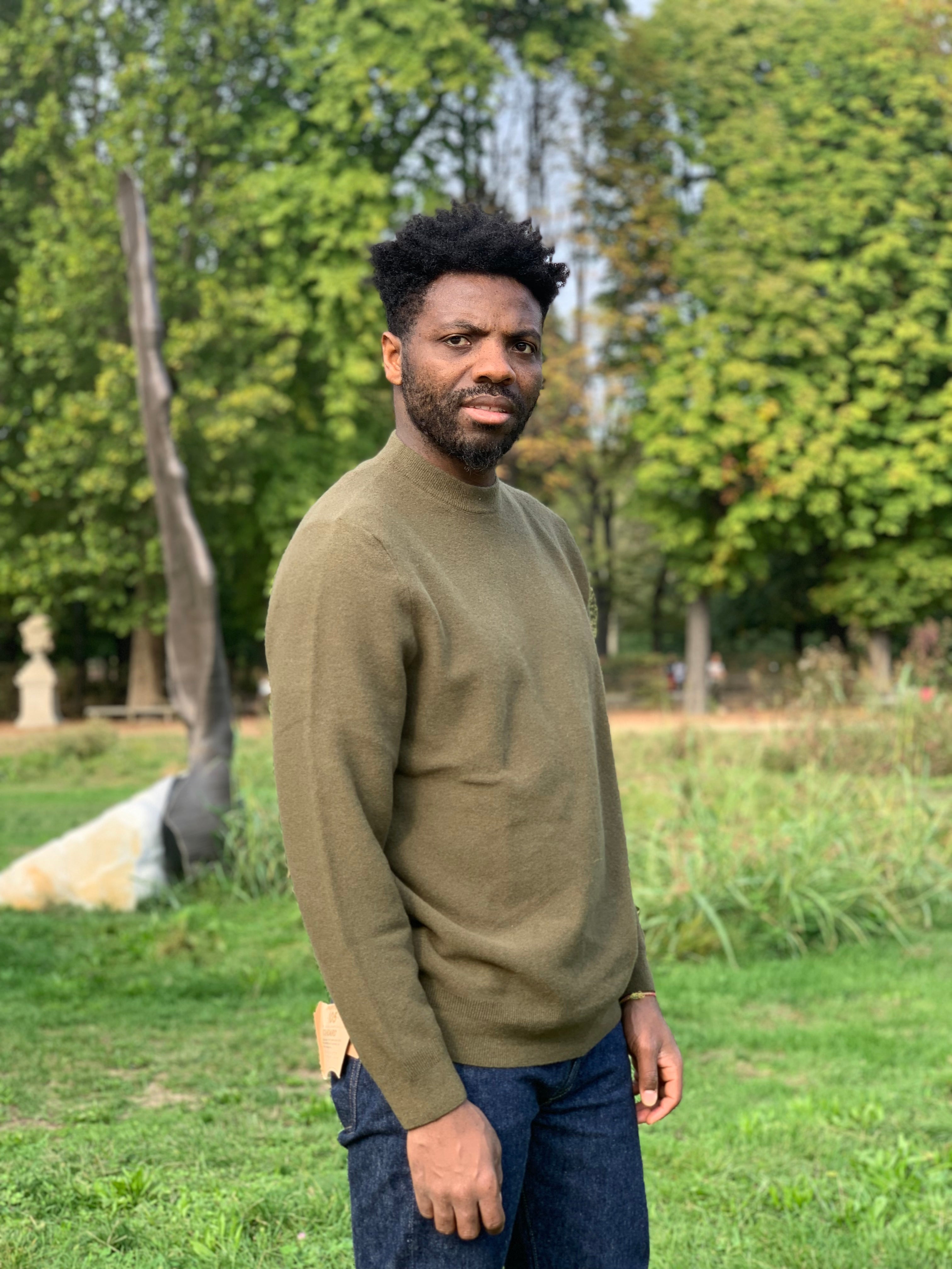 FRESH Pull Col Rond En Laine Vert Militaire