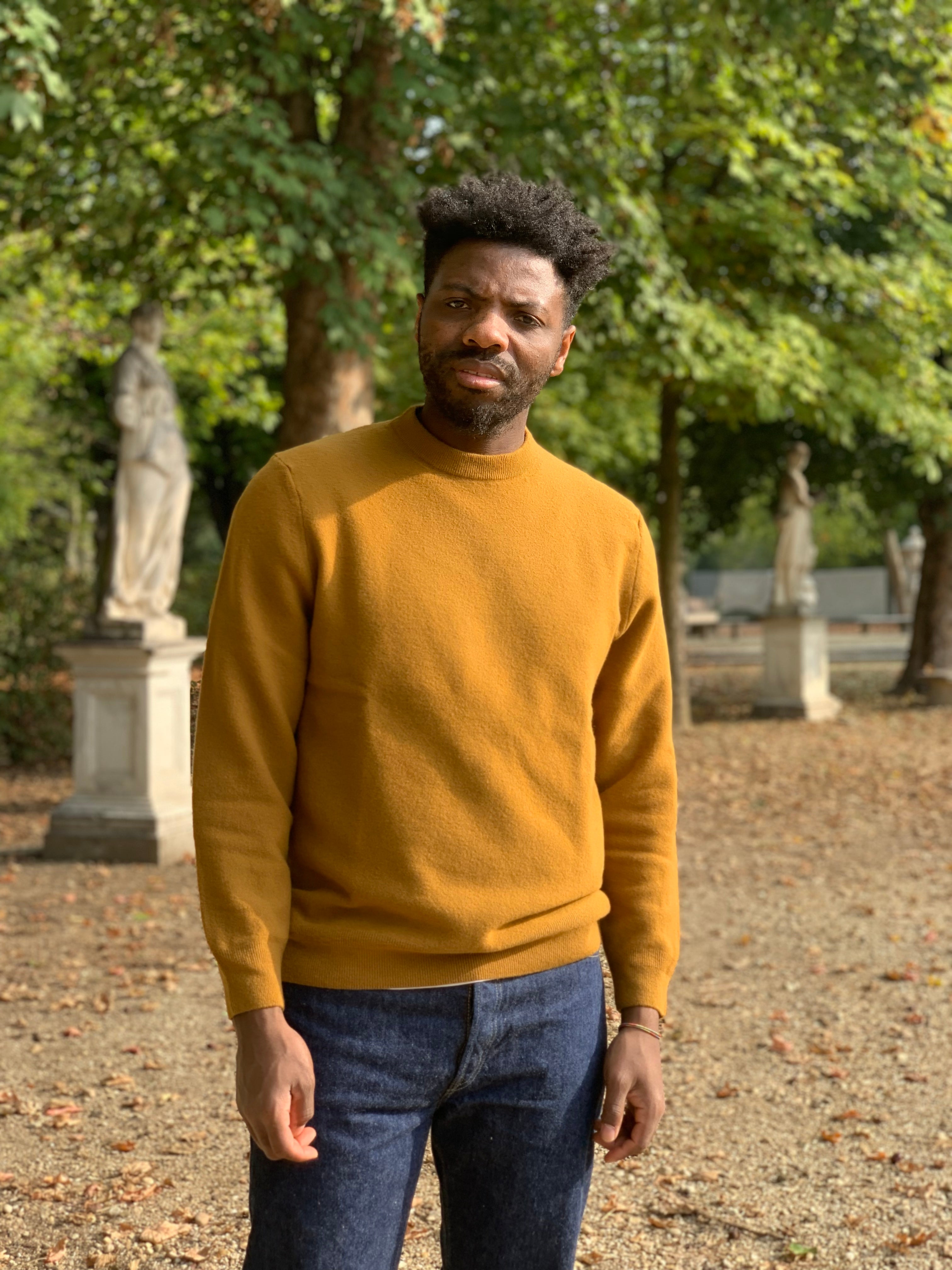 FRESH Pull Col Rond En Laine Olio Jaune