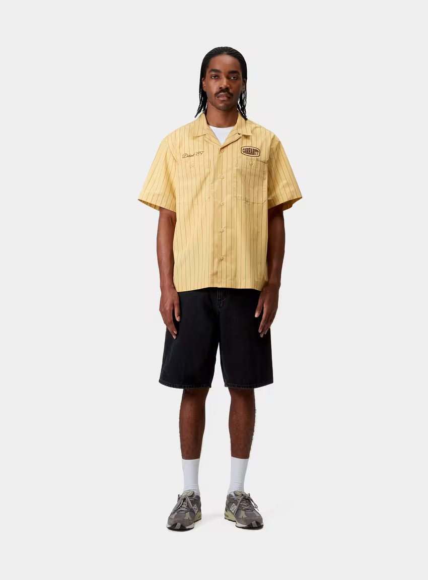 CARHARTT WIP S/S Hendry Shirt Seaton Stripe Straw Liberica