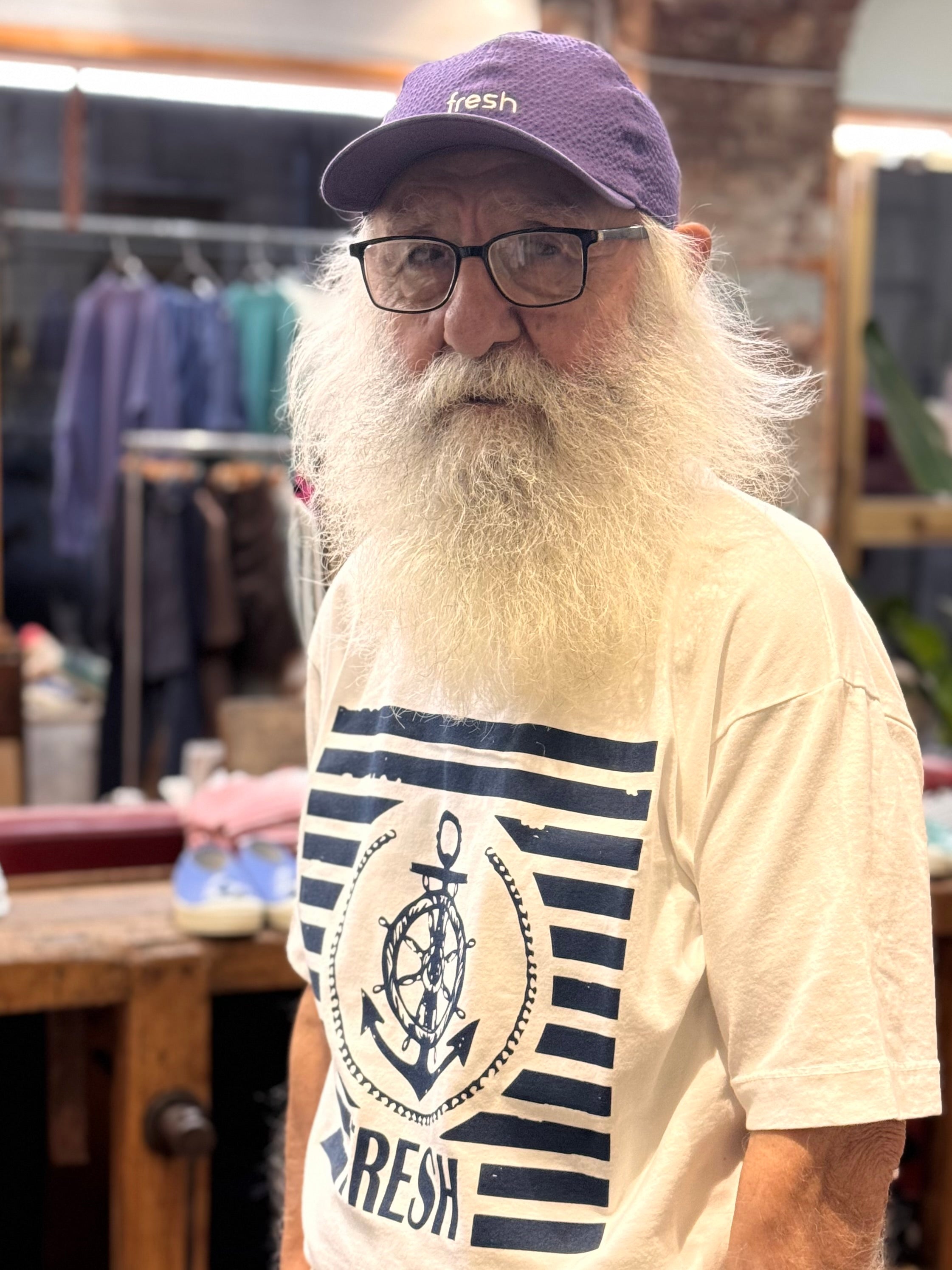 T-shirt en coton FRESH Ancora blanc et marine