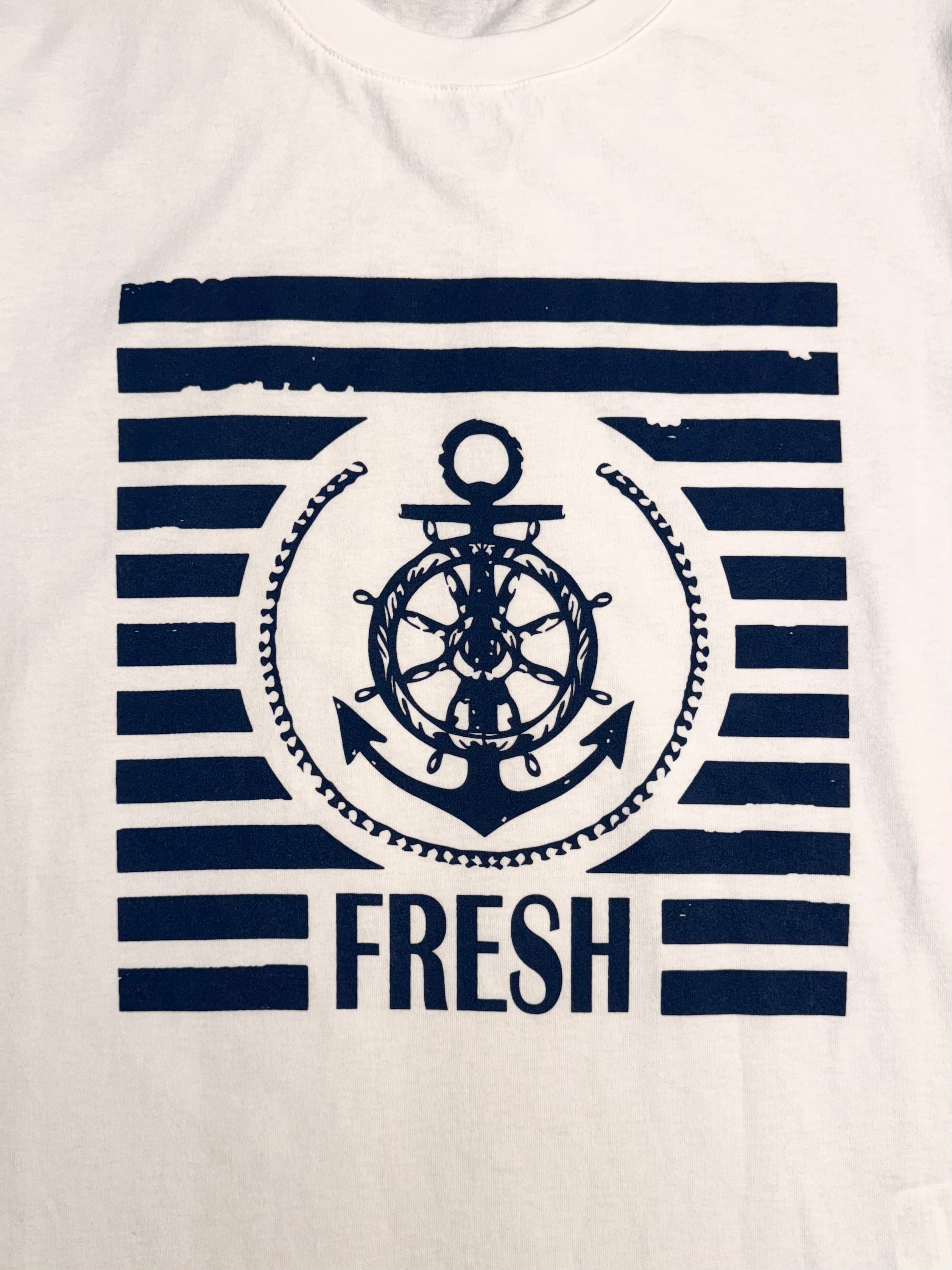 FRESH Ancora Cotton Tee in White Navy