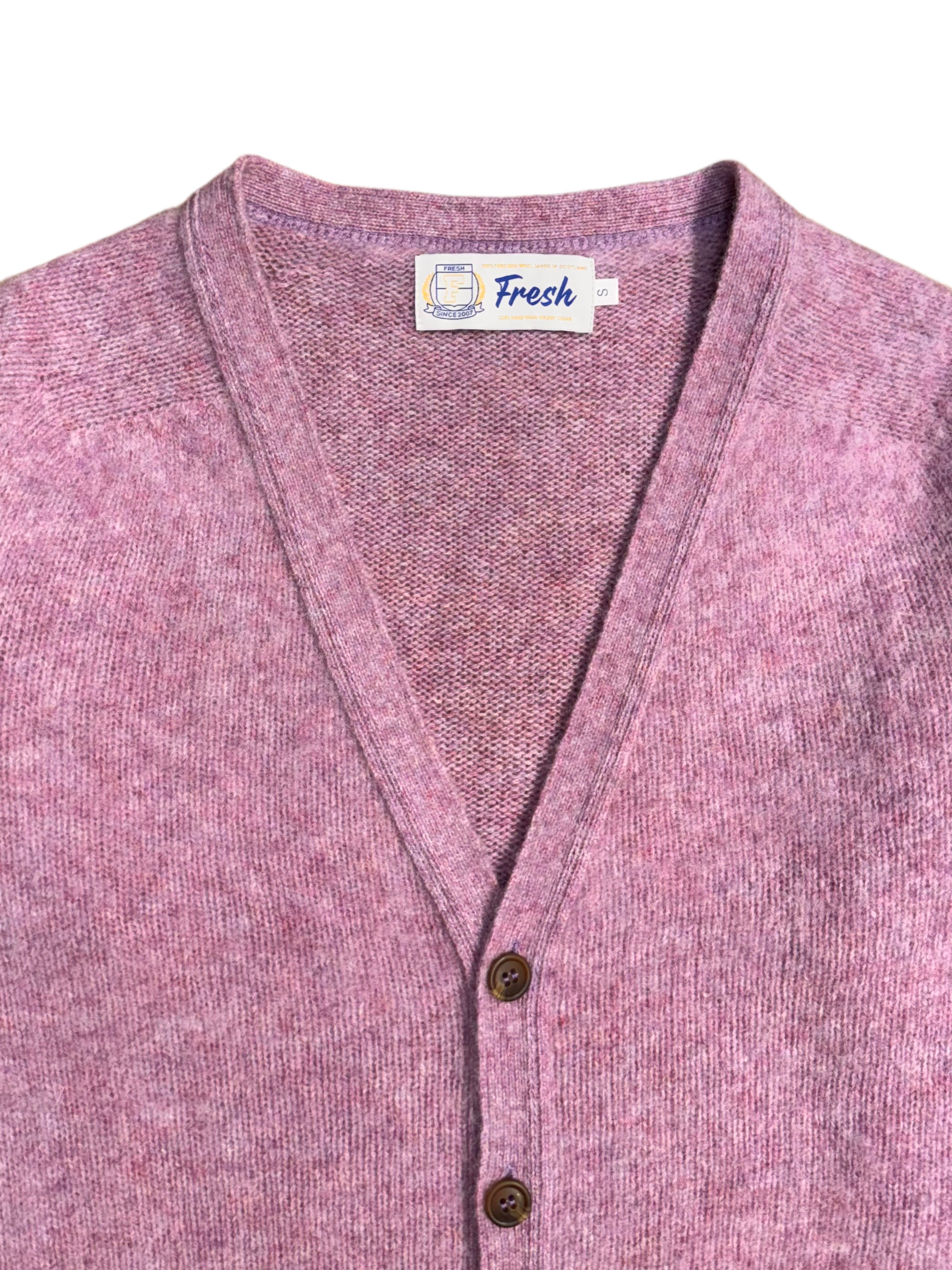 FRESH Dave Shaggy Shetland Wool Cardigan In Nettle