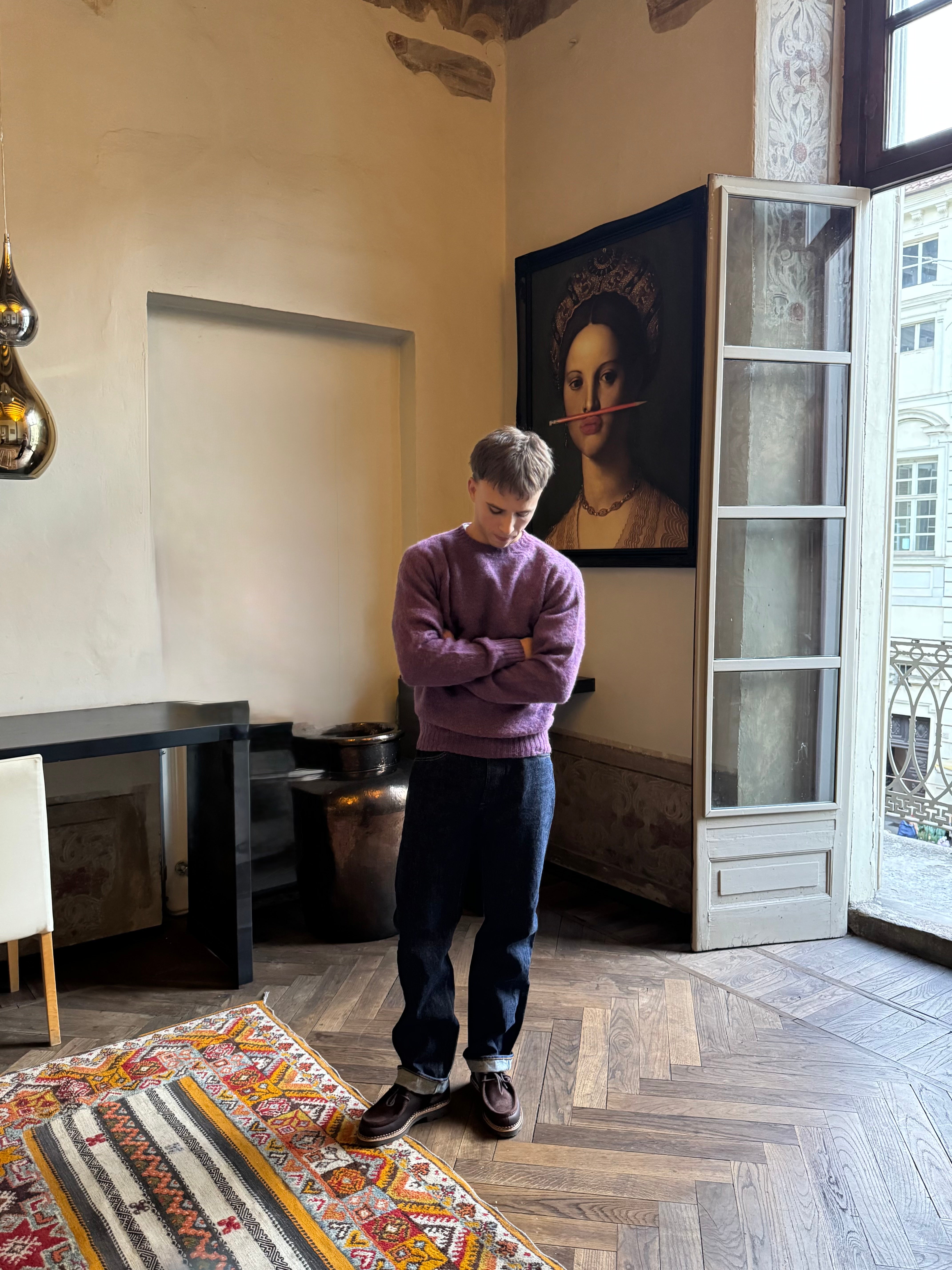 FRESH Sean Shaggy Shetland Wool Jumper In Calluna