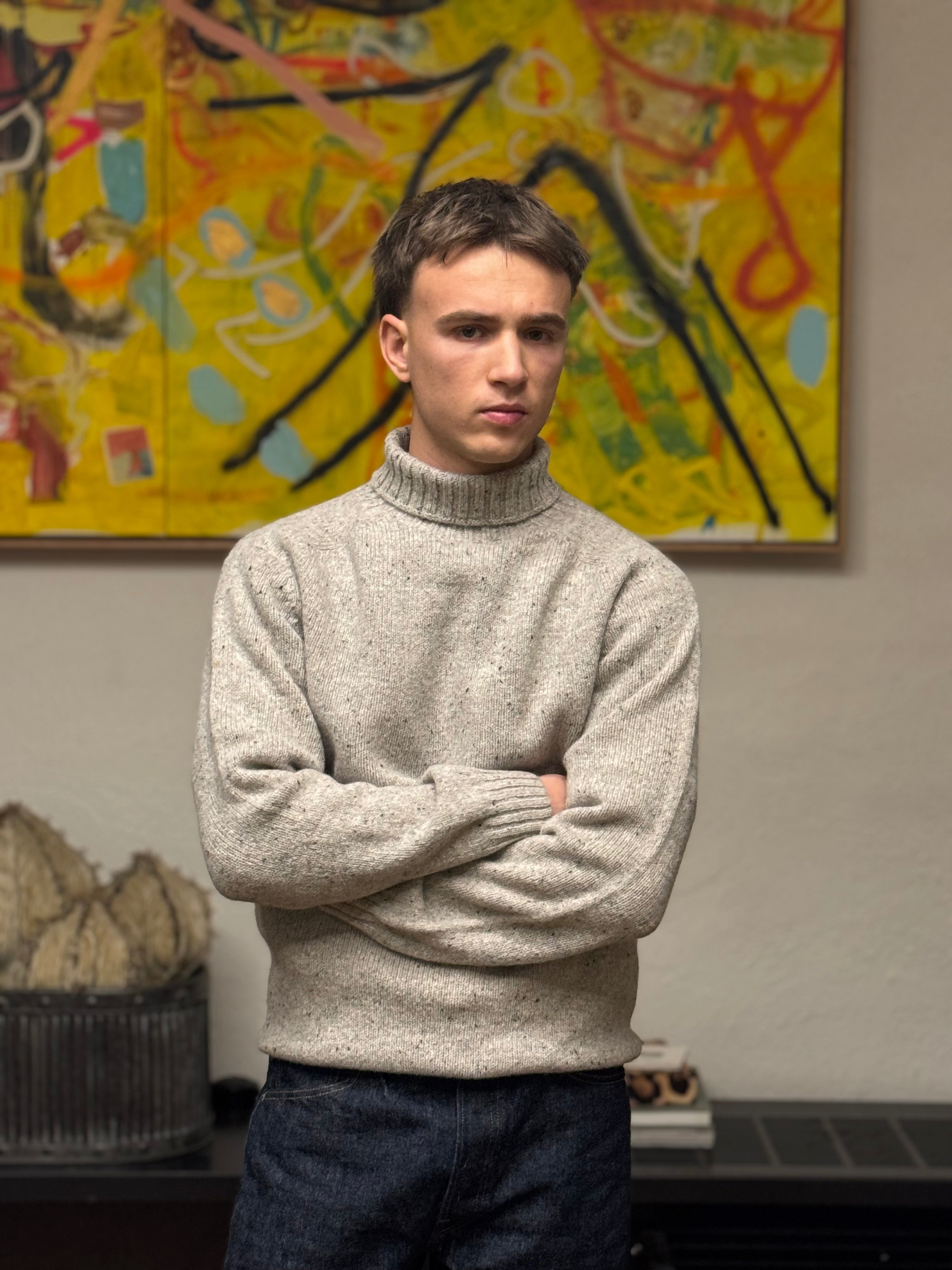 FRESH Mike Donegal Wool Turtleneck Sweater In Mull