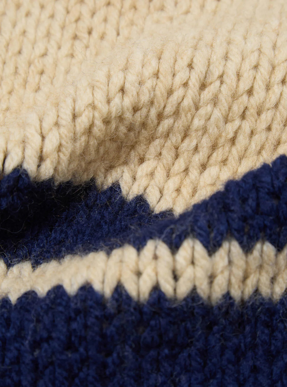 UNIVERSAL WORKS Sand Chunky Knit Stripe Lenny Scarf