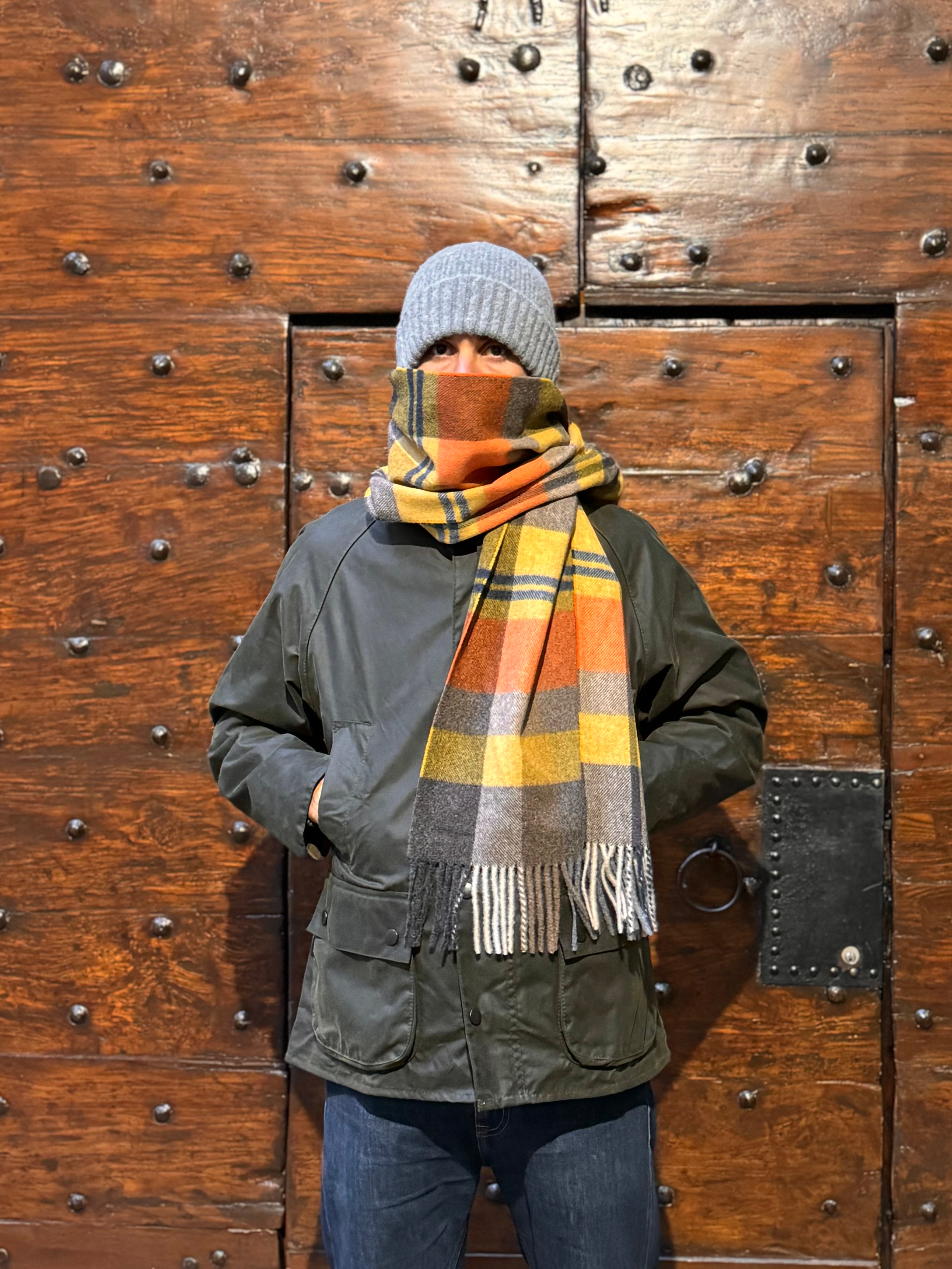 Sciarpa in lana tartan arancione FRESCO
