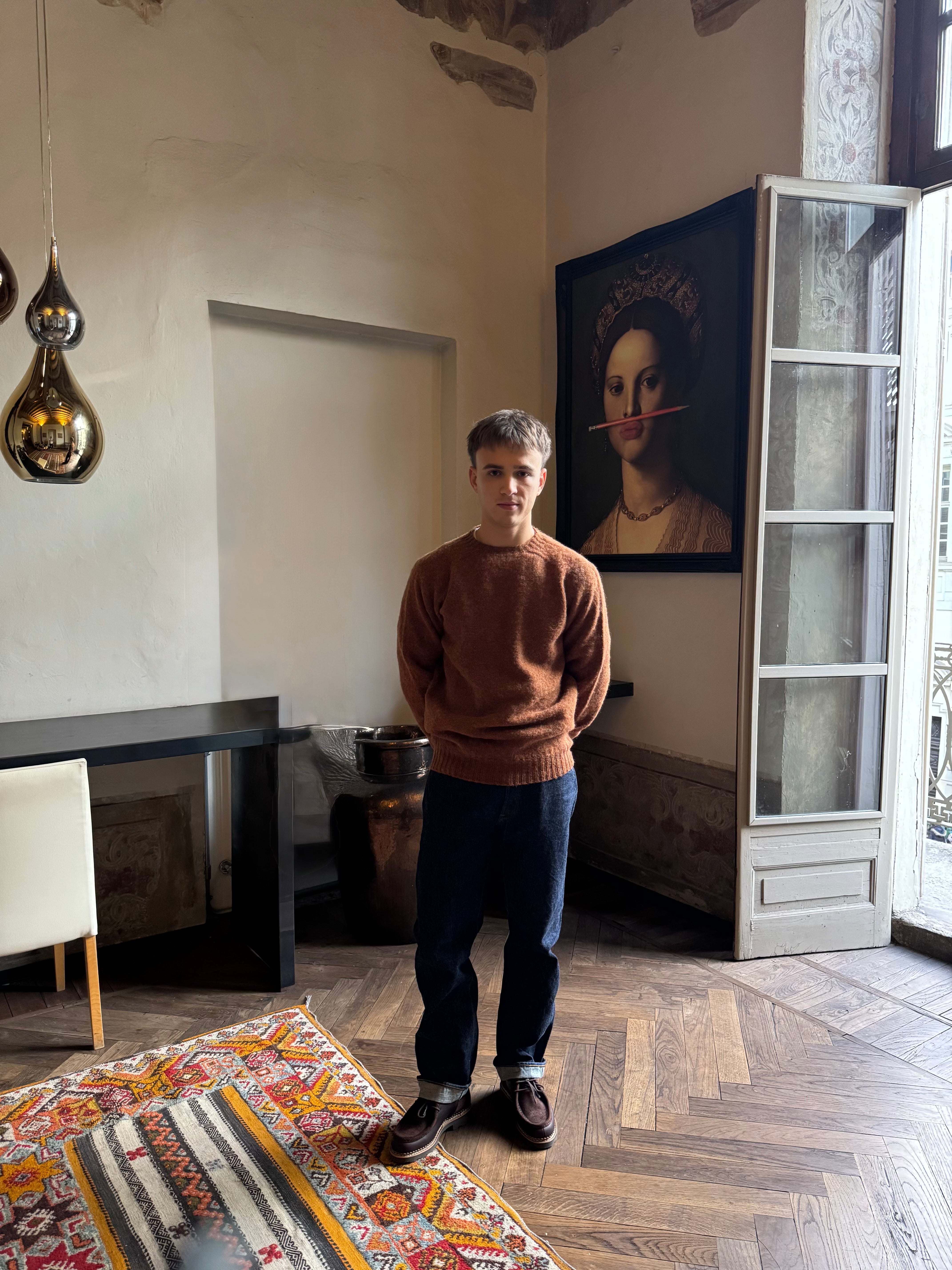 FRESH Sean Shaggy Shetland Wool Jumper In Sienna