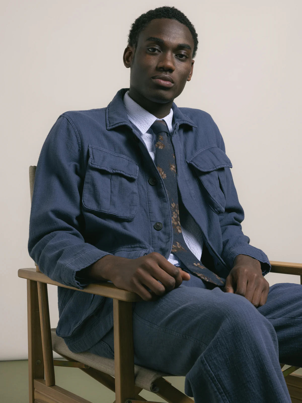 KESTIN Tyndrum Field Jacket in Navy Slub Cotton