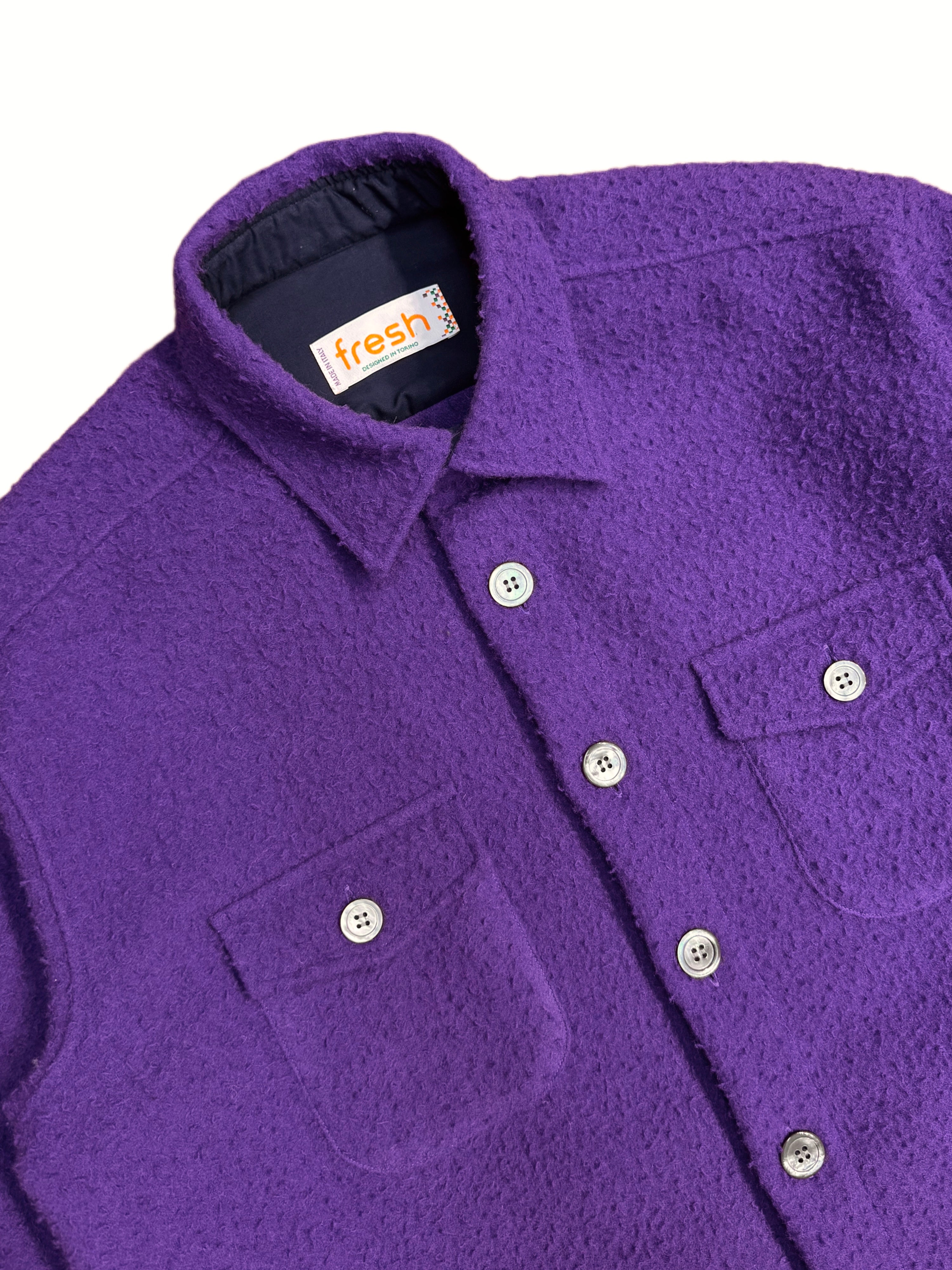 FRESH Casentino Wool Overshirt in Purple