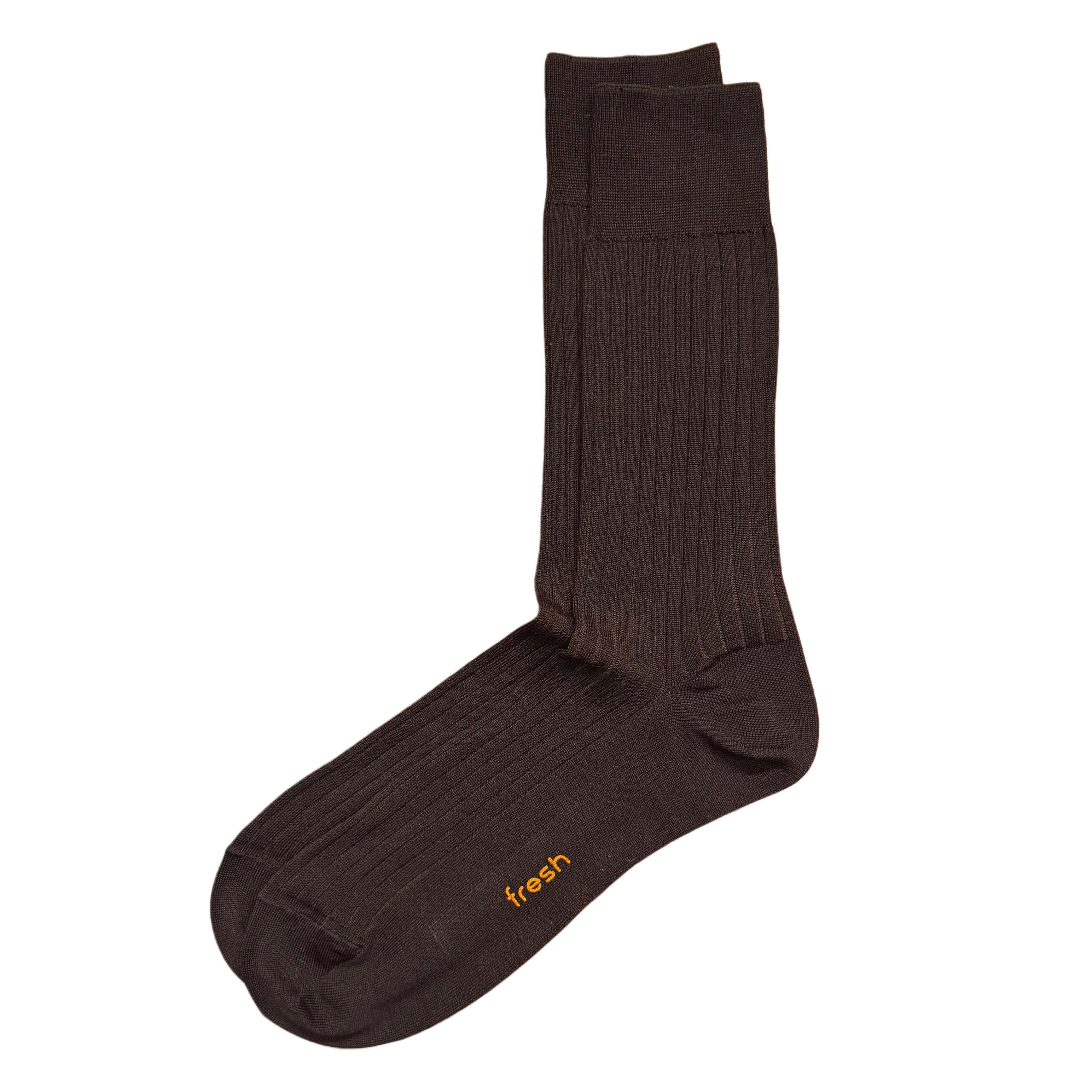 FRESH Cotton Mid-Calf Lenghth Socks In Brown