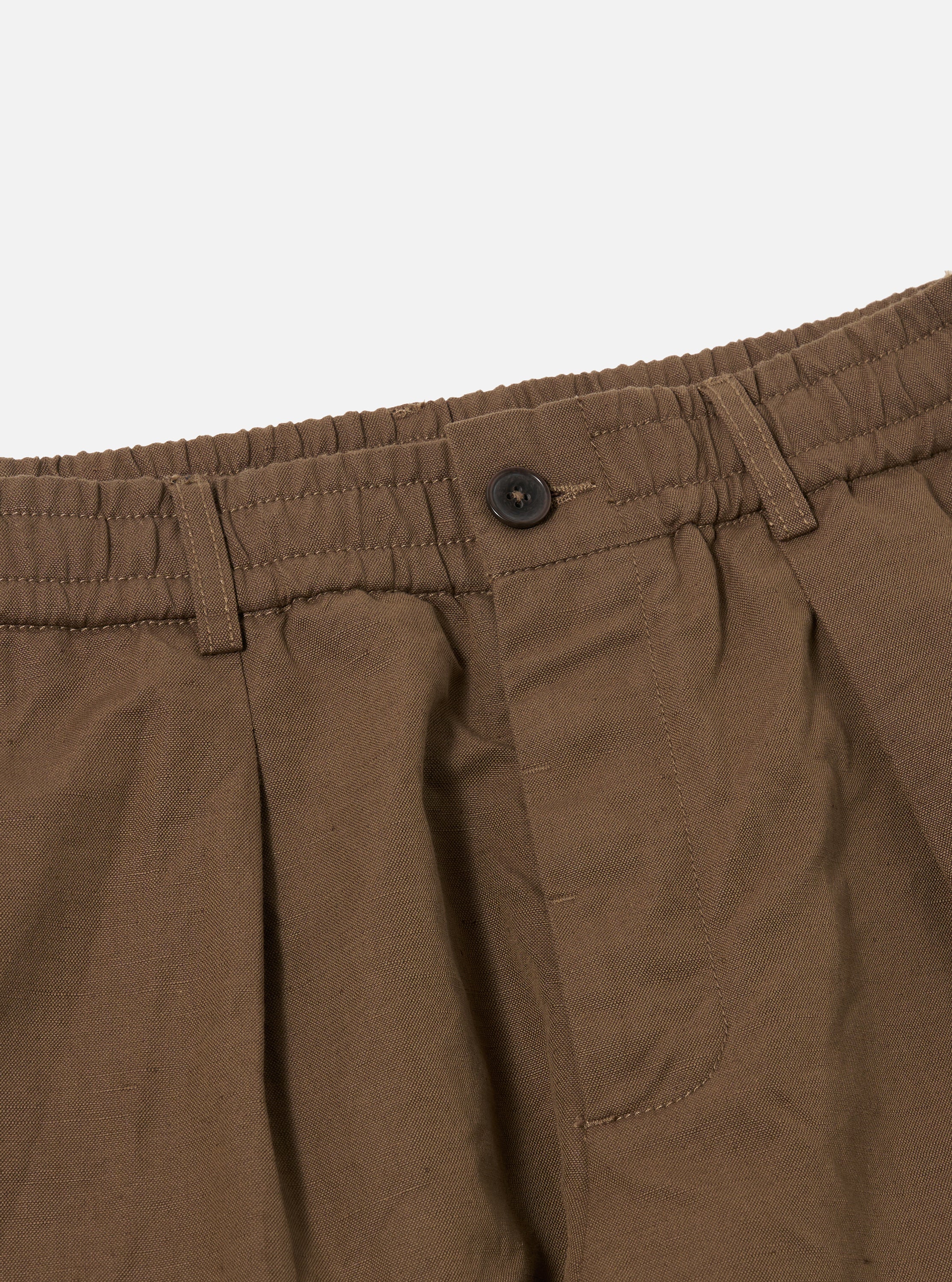 UNIVERSAL WORKS Oxford Pant in Khaki Linen Slub Weave