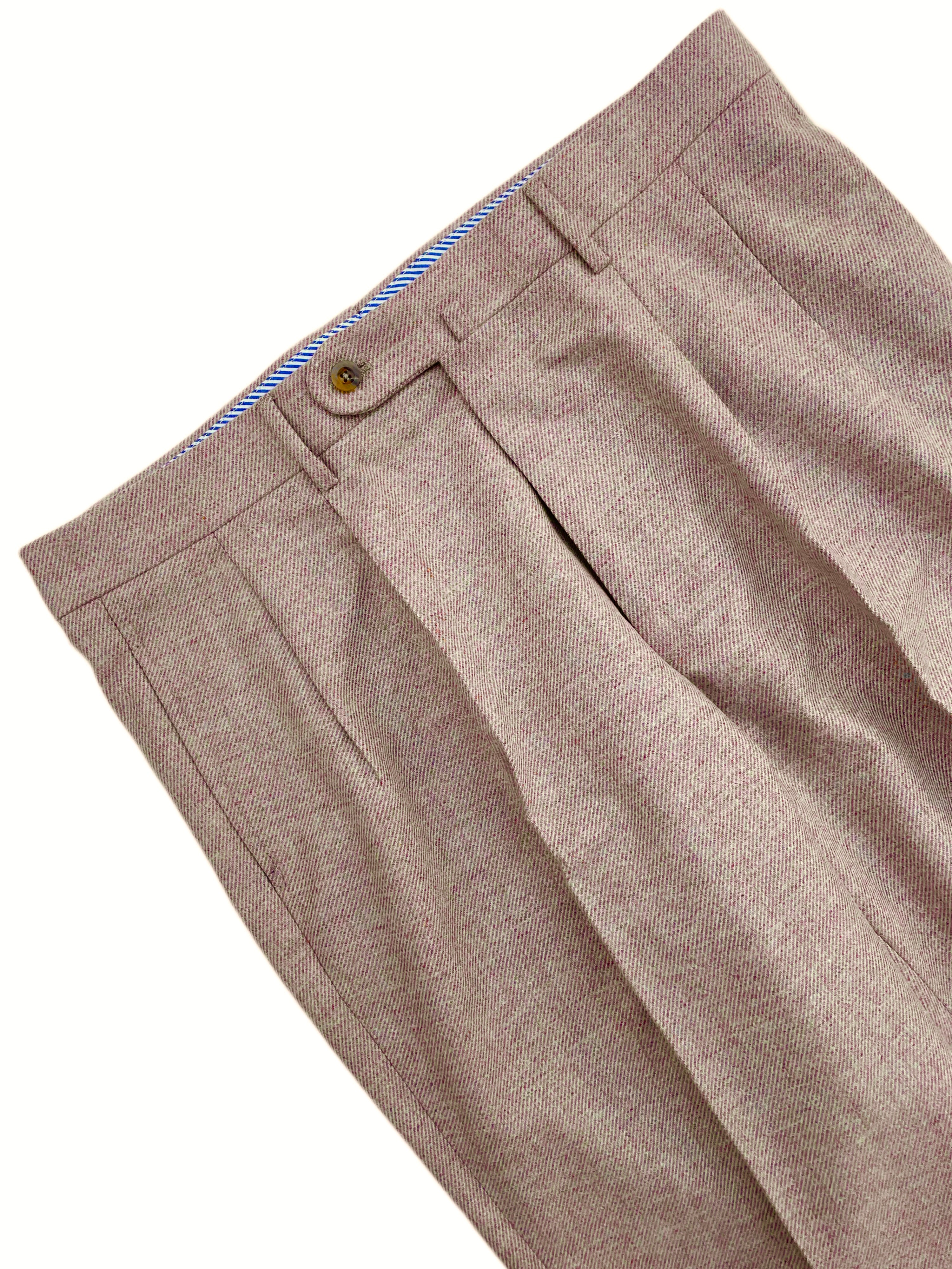 Pantaloni chino a 2 pieghe in lana FRESH color rosa