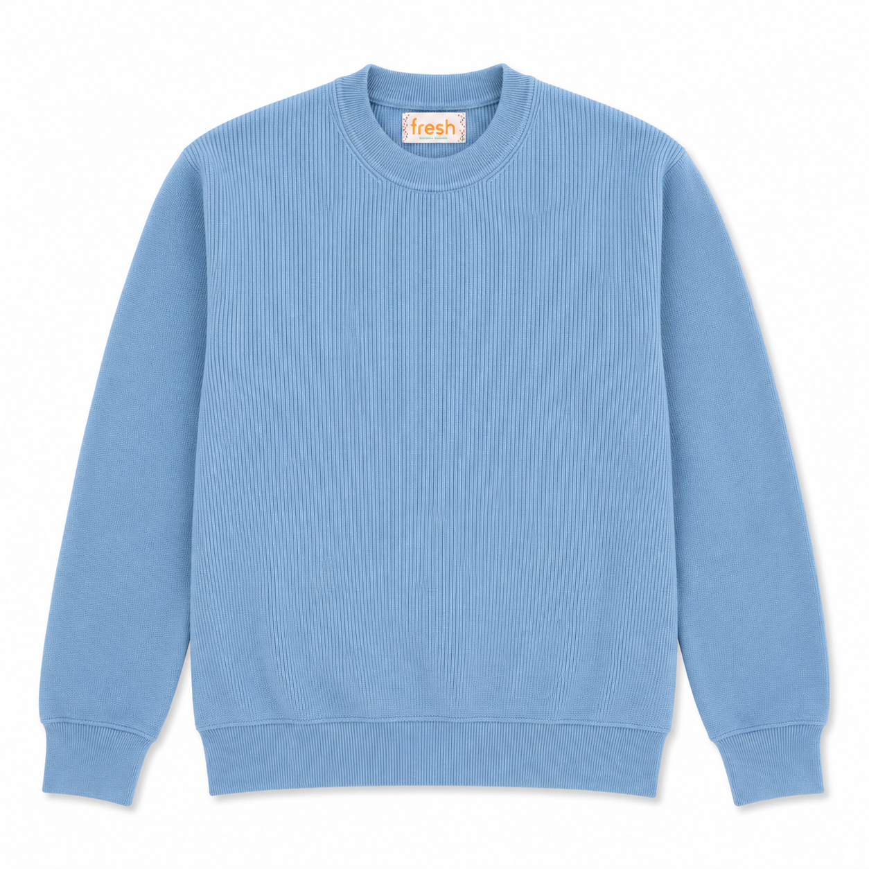 Maglione girocollo FRESH René in cotone italiano color azzurro