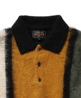 BEAMS PLUS Knit Polo Shaggy Sweater Black