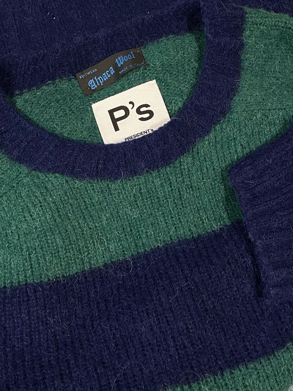 PRESIDENT’S Crew Over P's Alpaca Stripe Navy Green