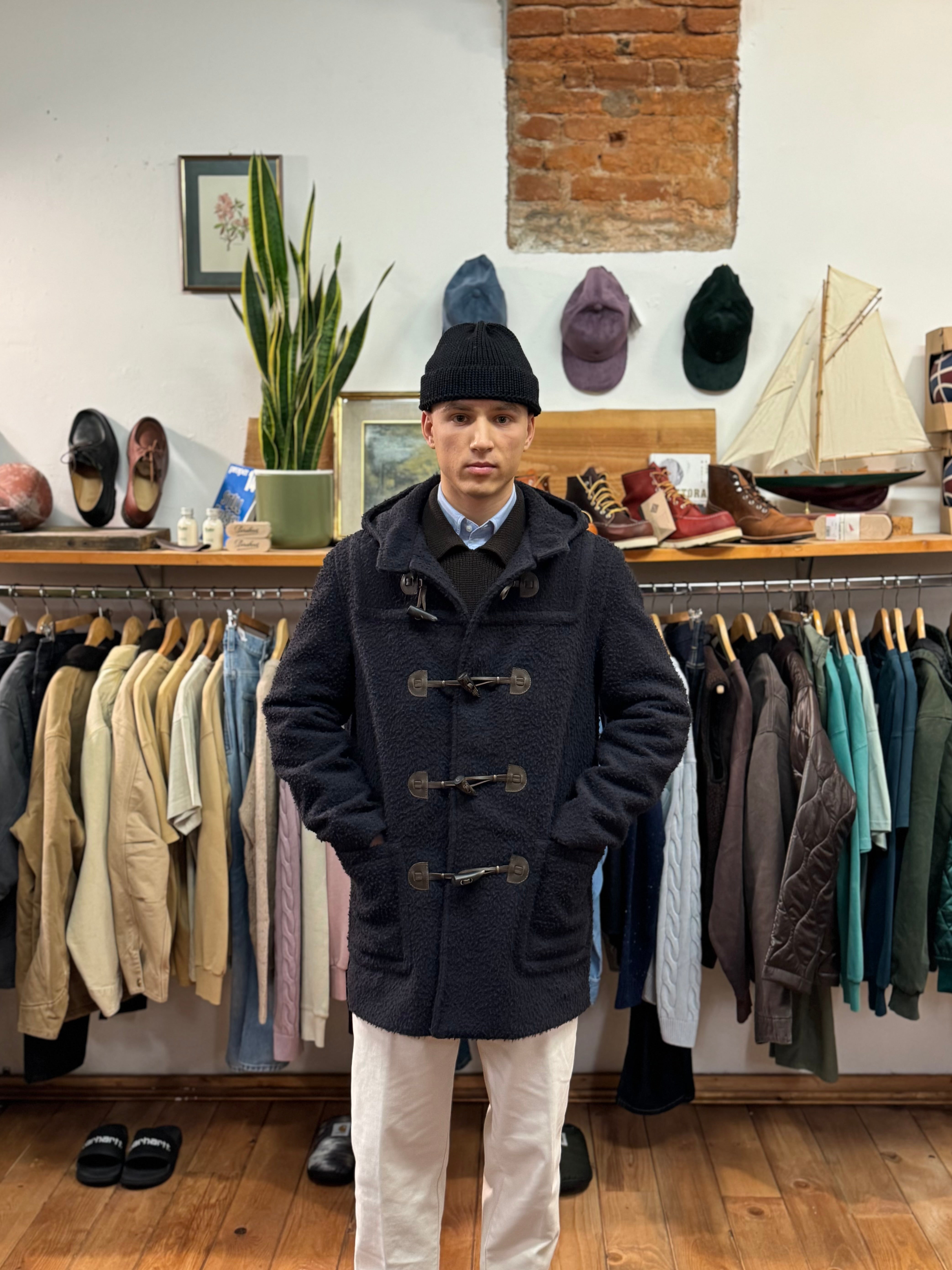 FRESH Montgomery Duffle Coat Casentino Wool in Dark Navy