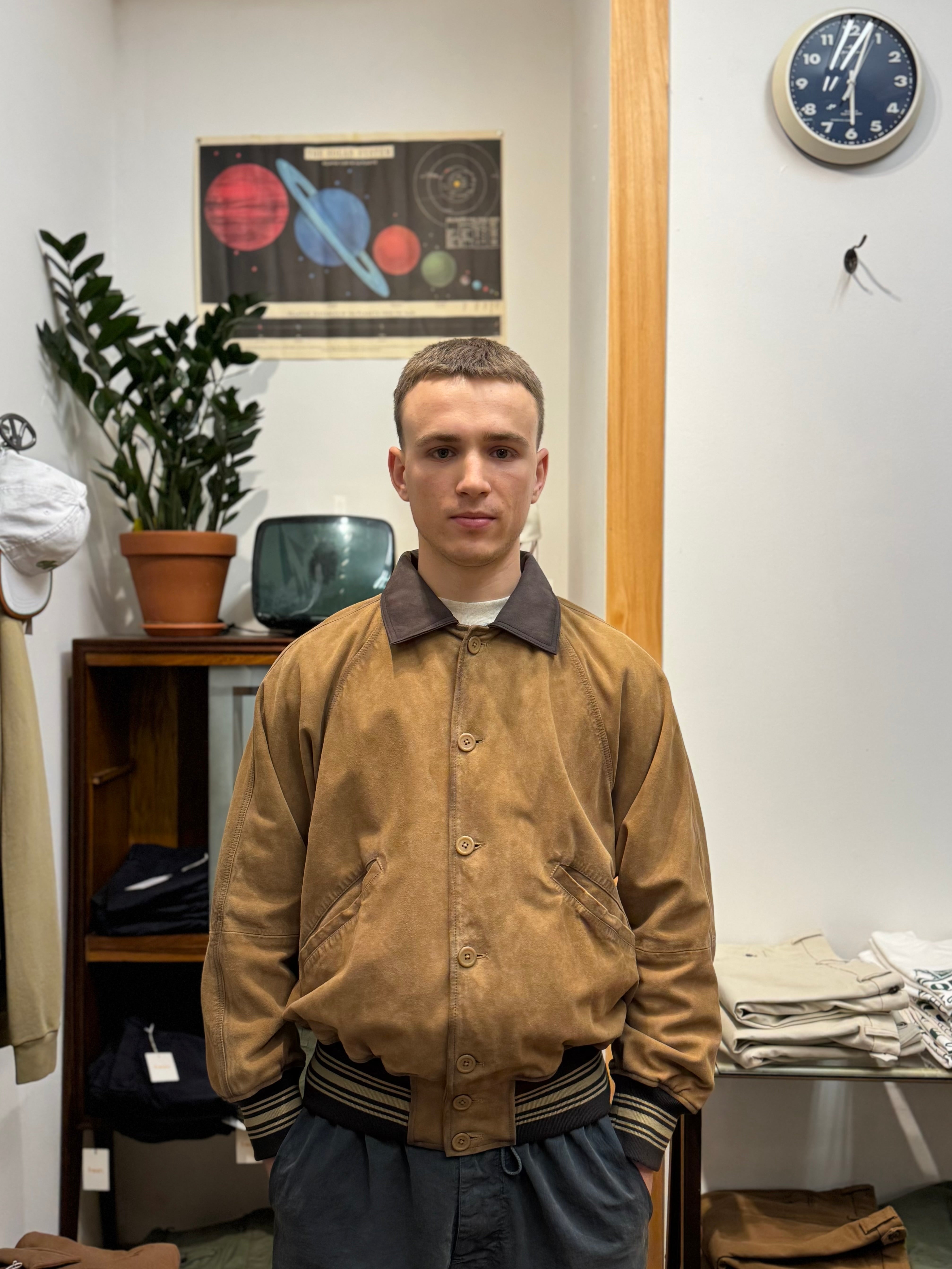 PRESIDENT’S Bryan Jacket In Beans Dirty Wash Suede