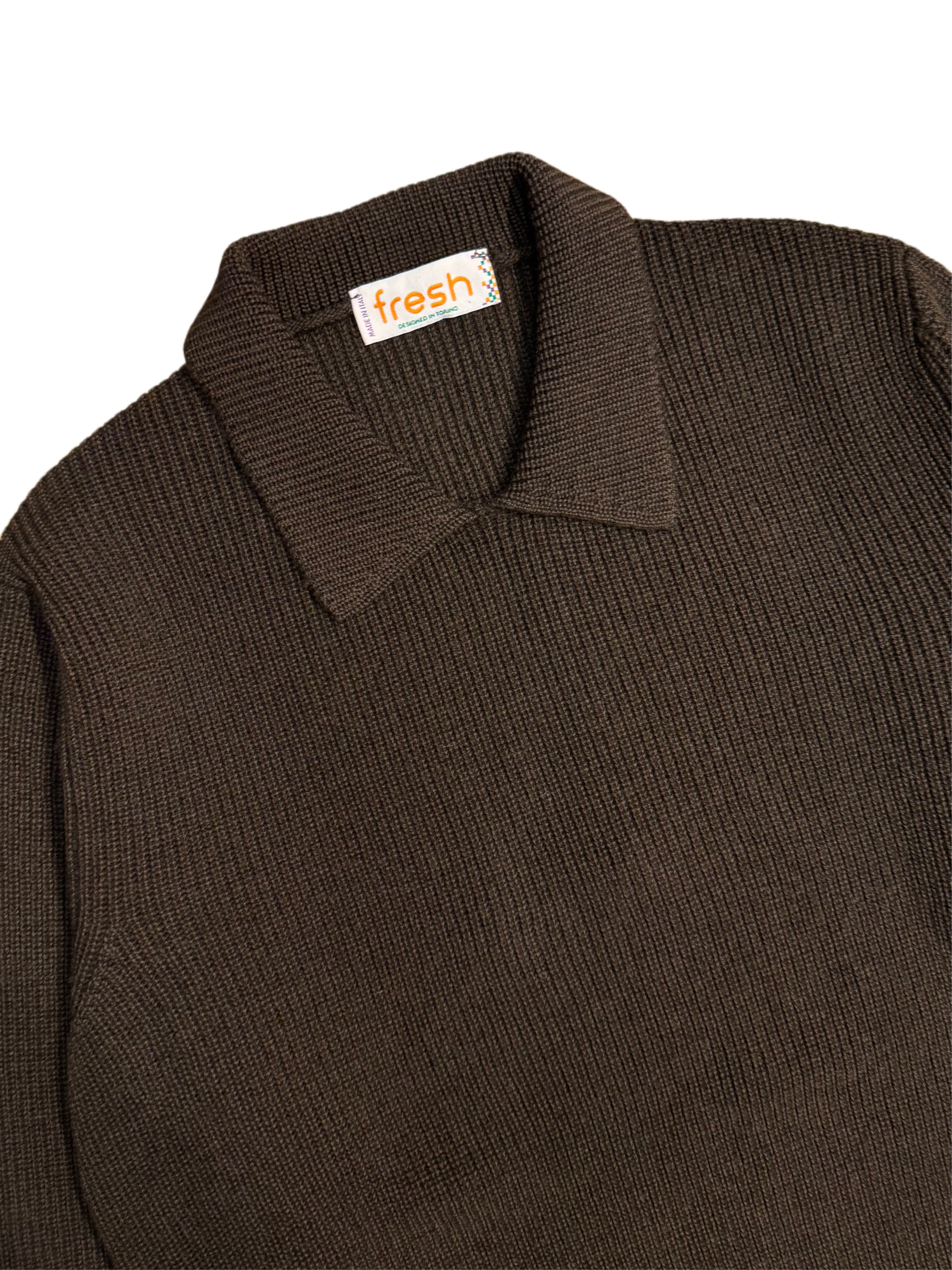 FRESH Sound Merino Polo Sweater In Brown