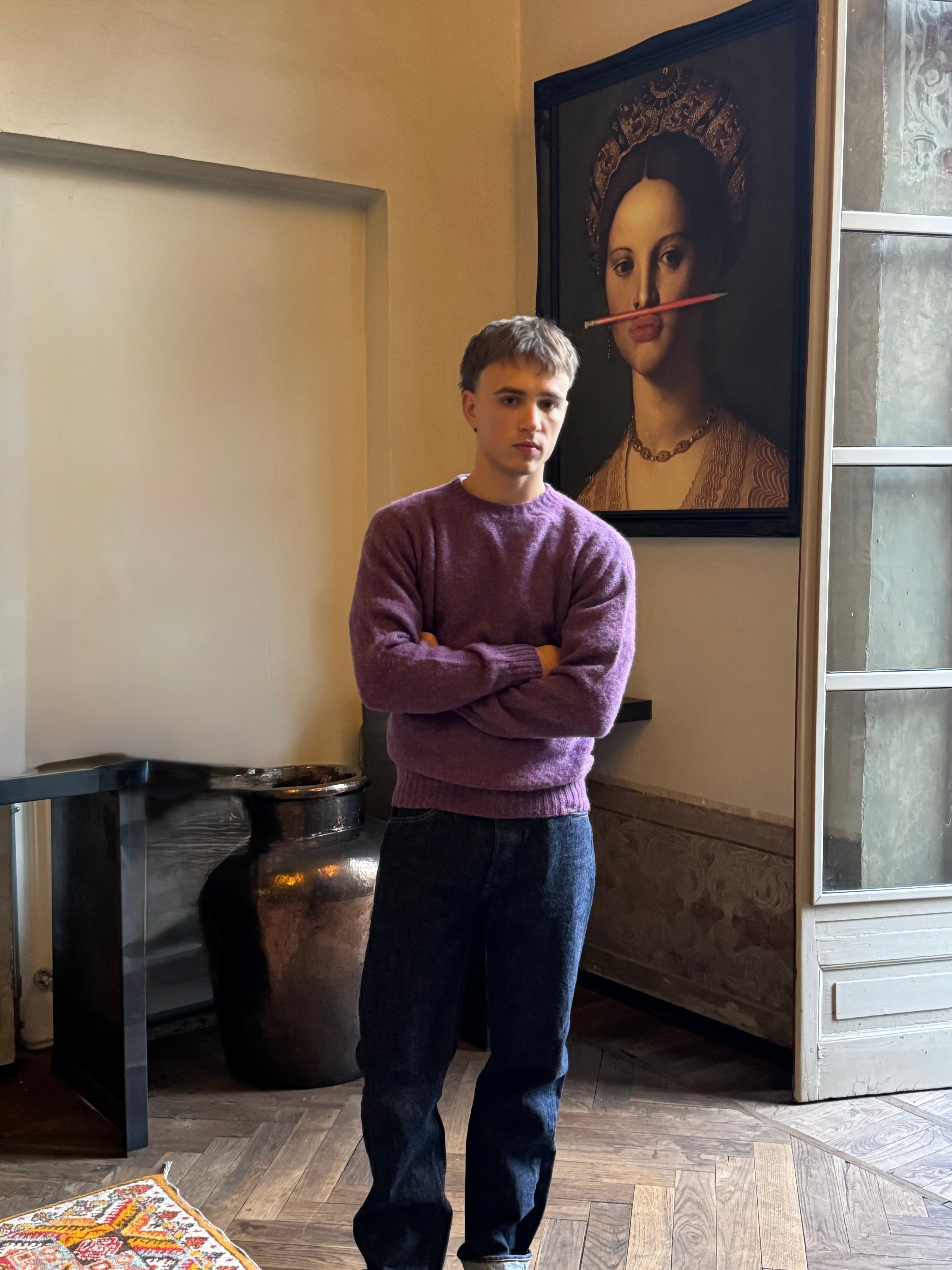 FRESH Sean Shaggy Shetland Wool Jumper In Calluna