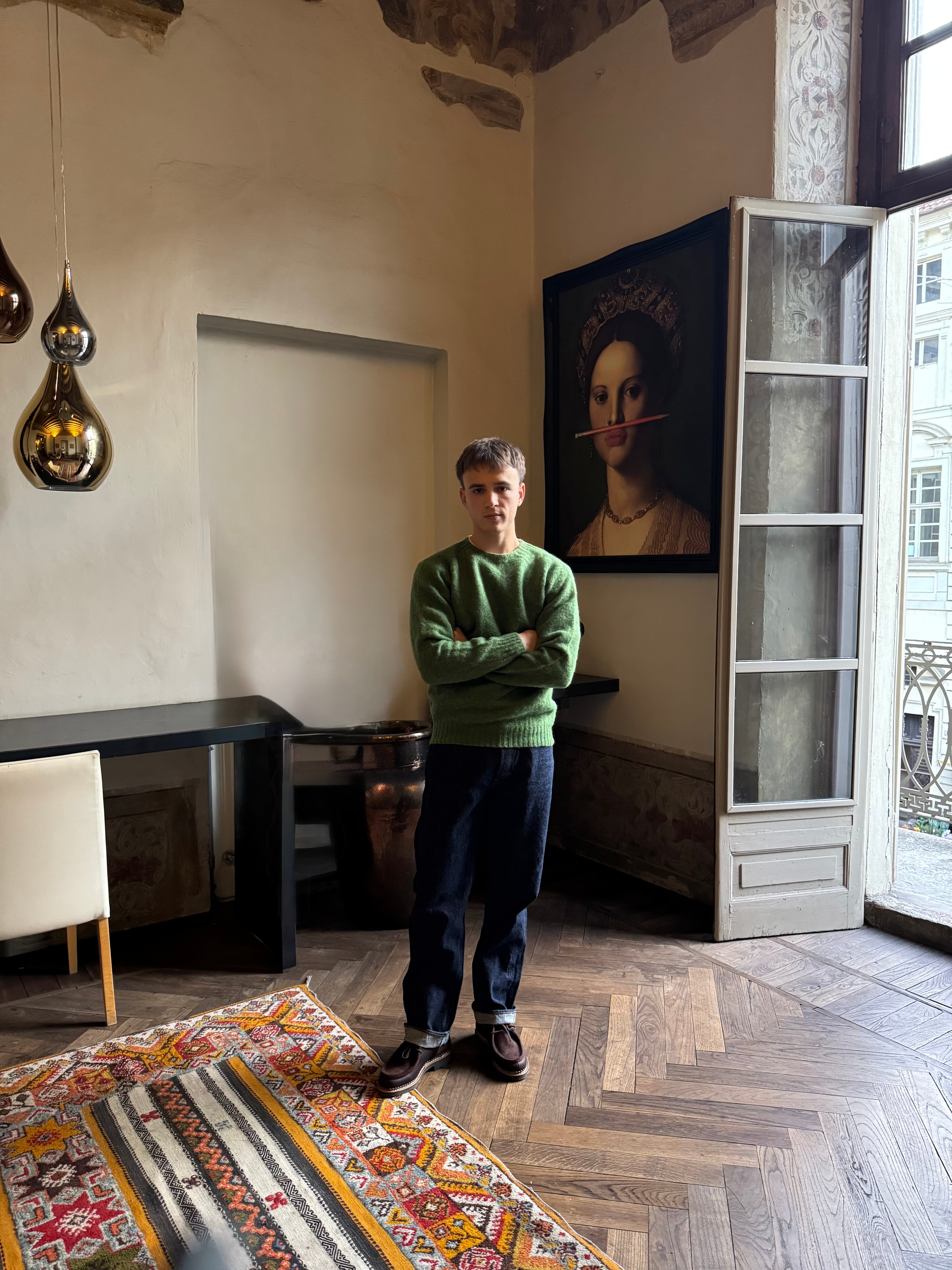 FRESH Sean Shaggy Shetland Wool Jumper In Baize