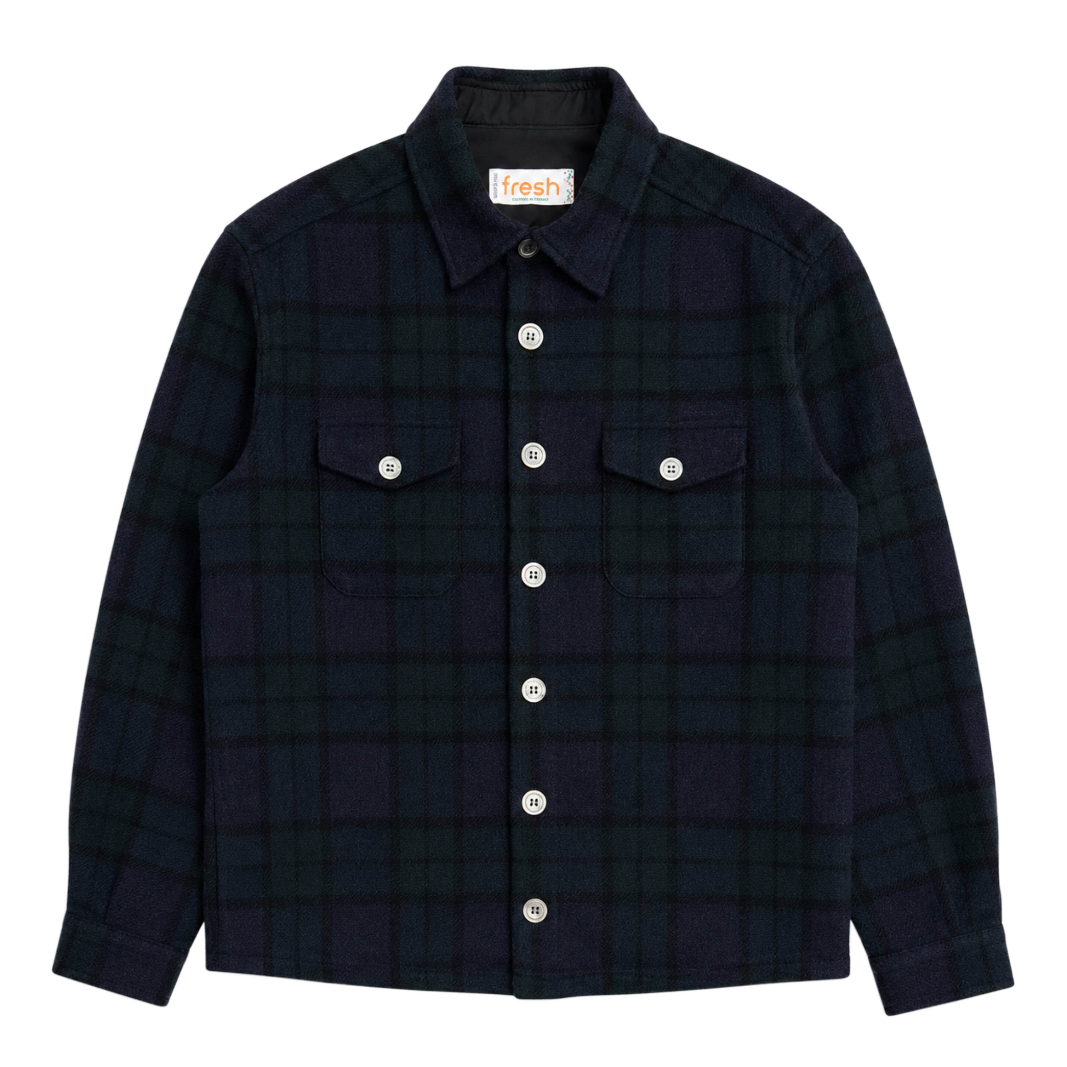 FRESH Tartan Wool Overshirt in Blue and Green