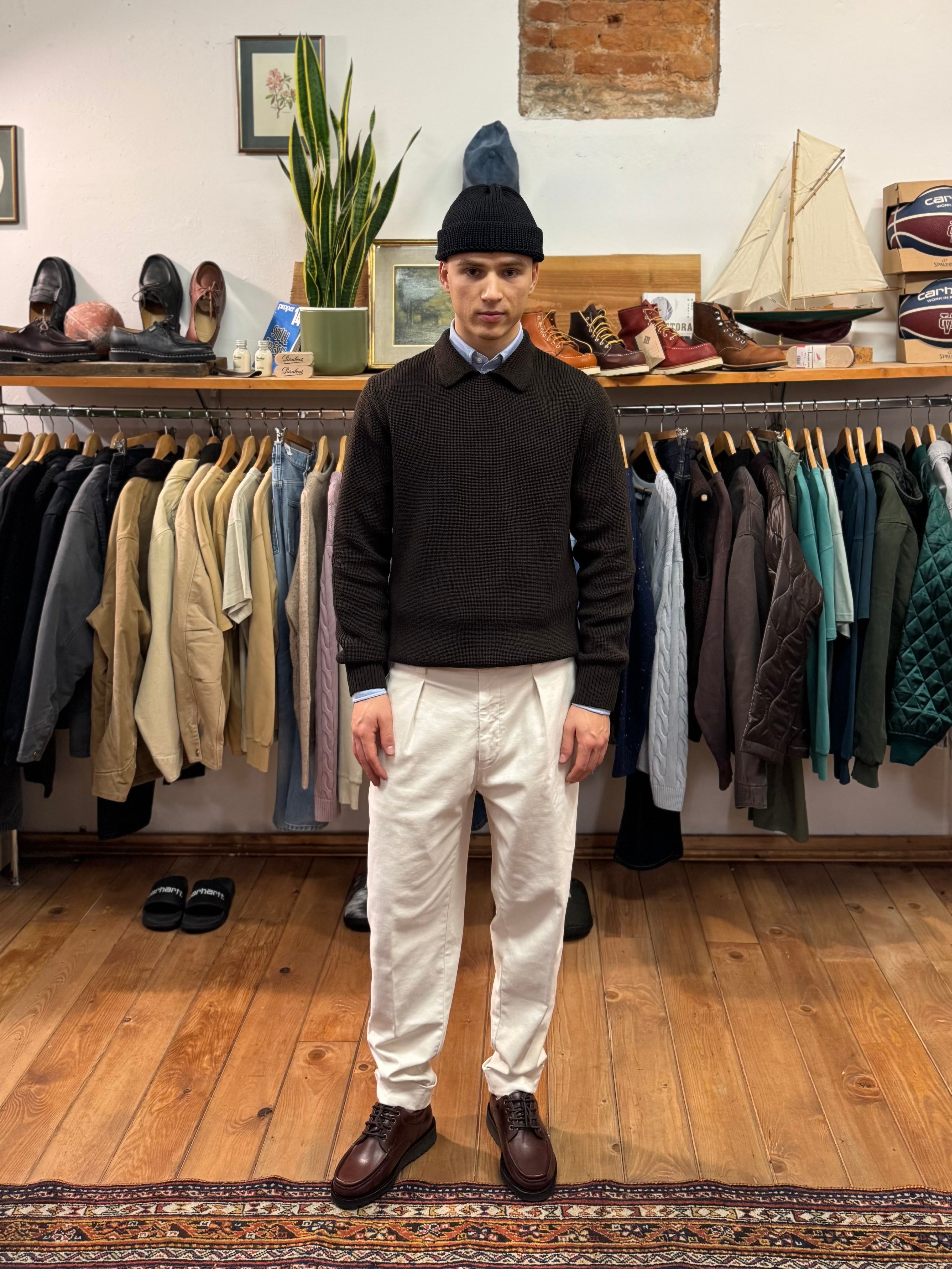 FRESH Sound Merino Polo Sweater In Brown