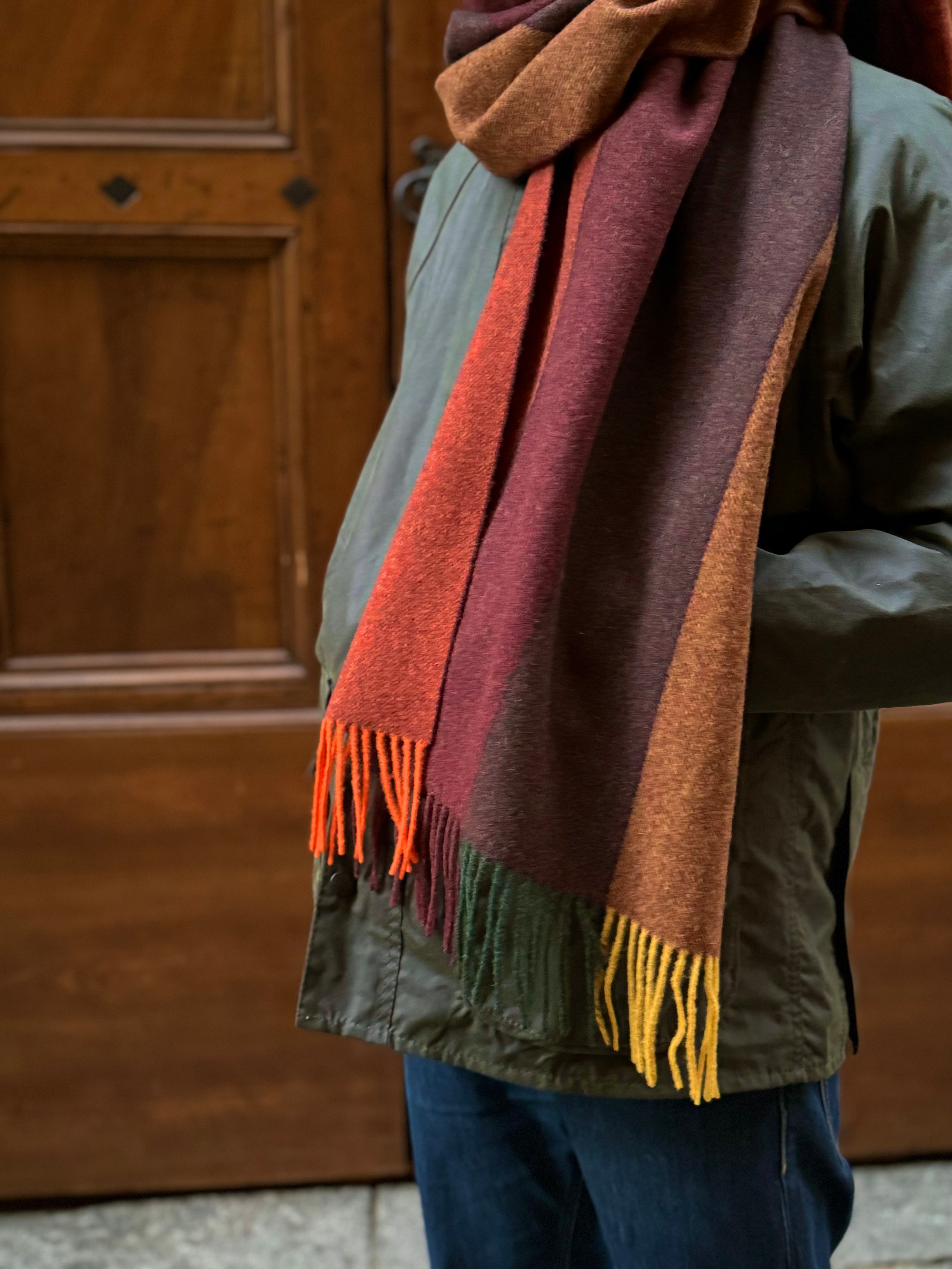 FRESH Striped Orange Wool Scarf