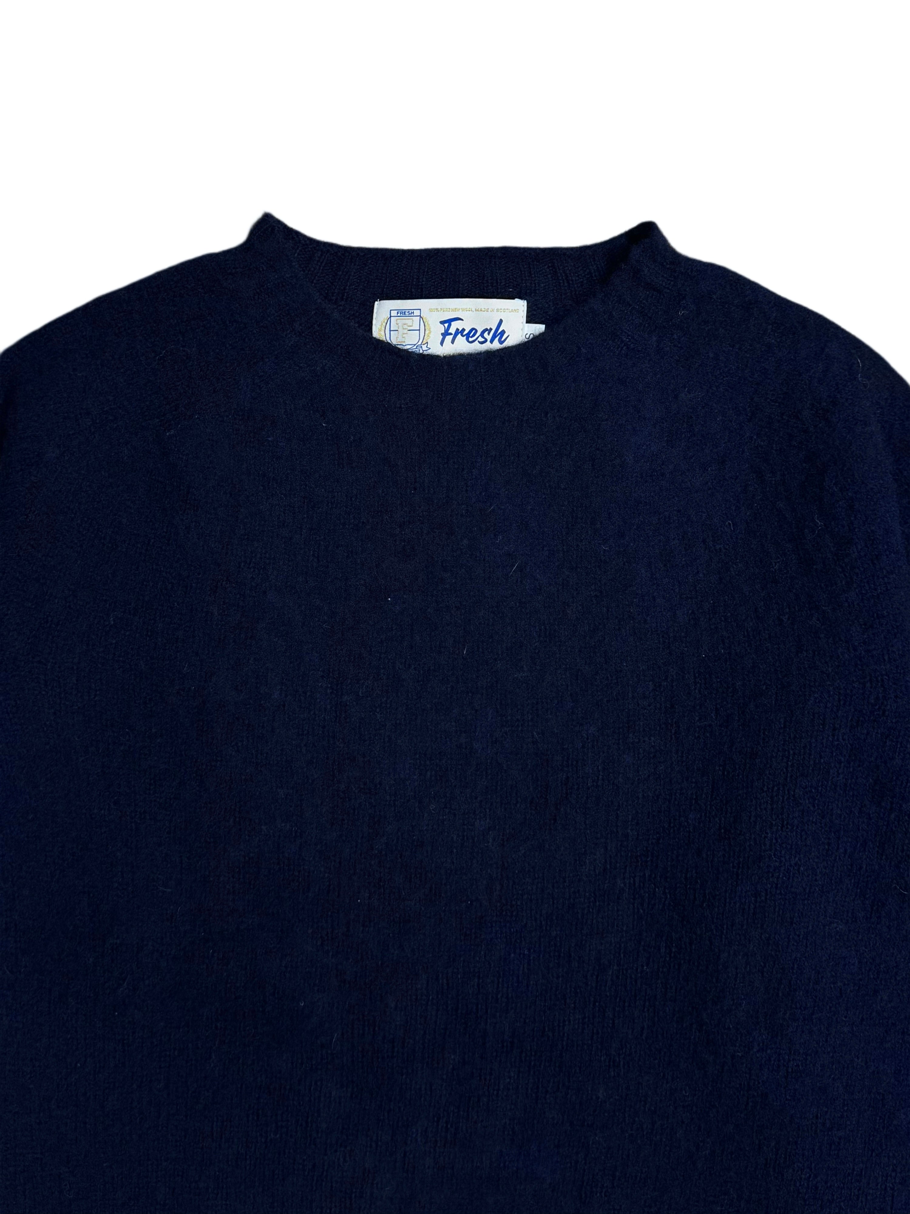 FRESH Sean Shaggy Shetland Wool Jumper In Navy