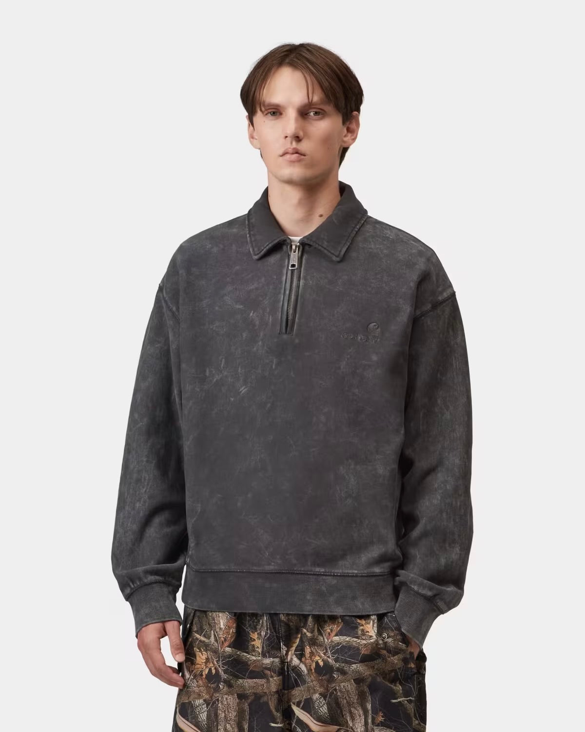 CARHARTT WIP Lambert Polo Sweat Black Moon Wash