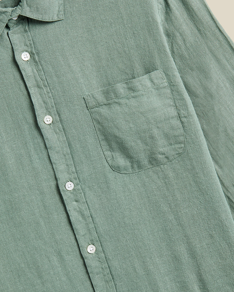PORTUGUESE FLANNEL Linen Dry Green Shirt
