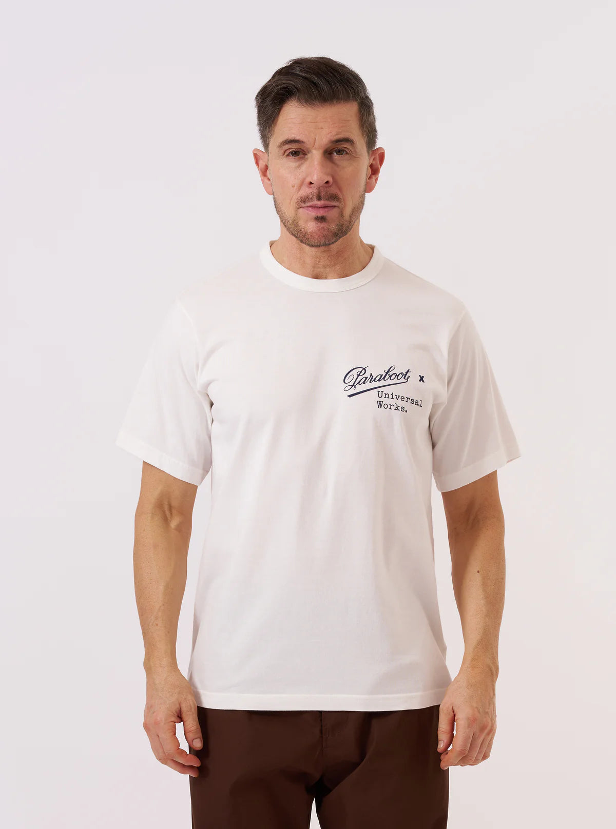 T-shirt Paraboots x Universal Works en jersey simple écru imprimé