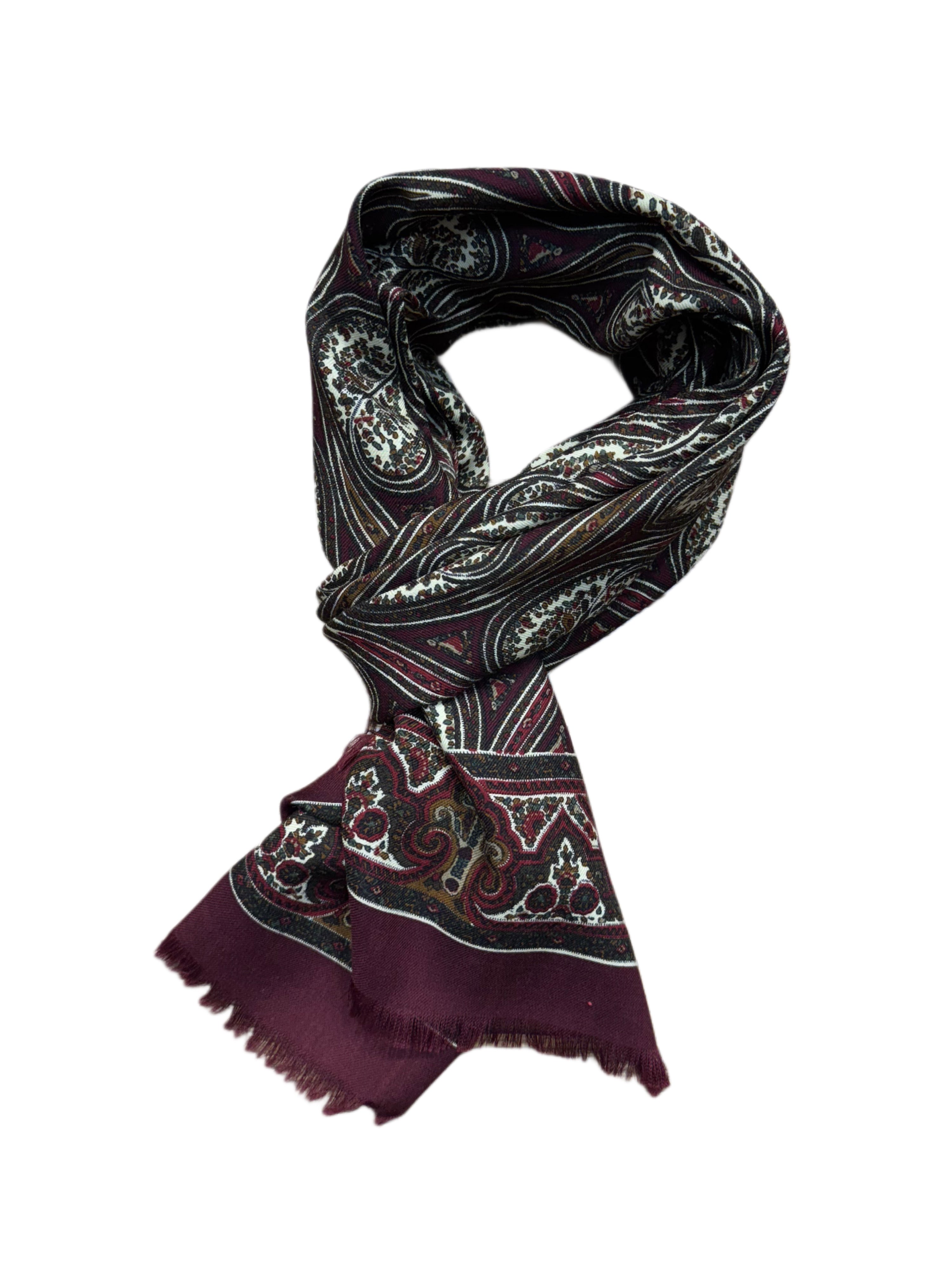 FRESH Fine Wool Scarf in Bordeaux Paisley