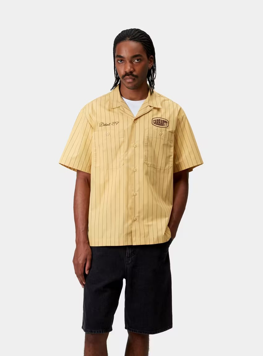 CARHARTT WIP S/S Hendry Shirt Seaton Stripe Straw Liberica
