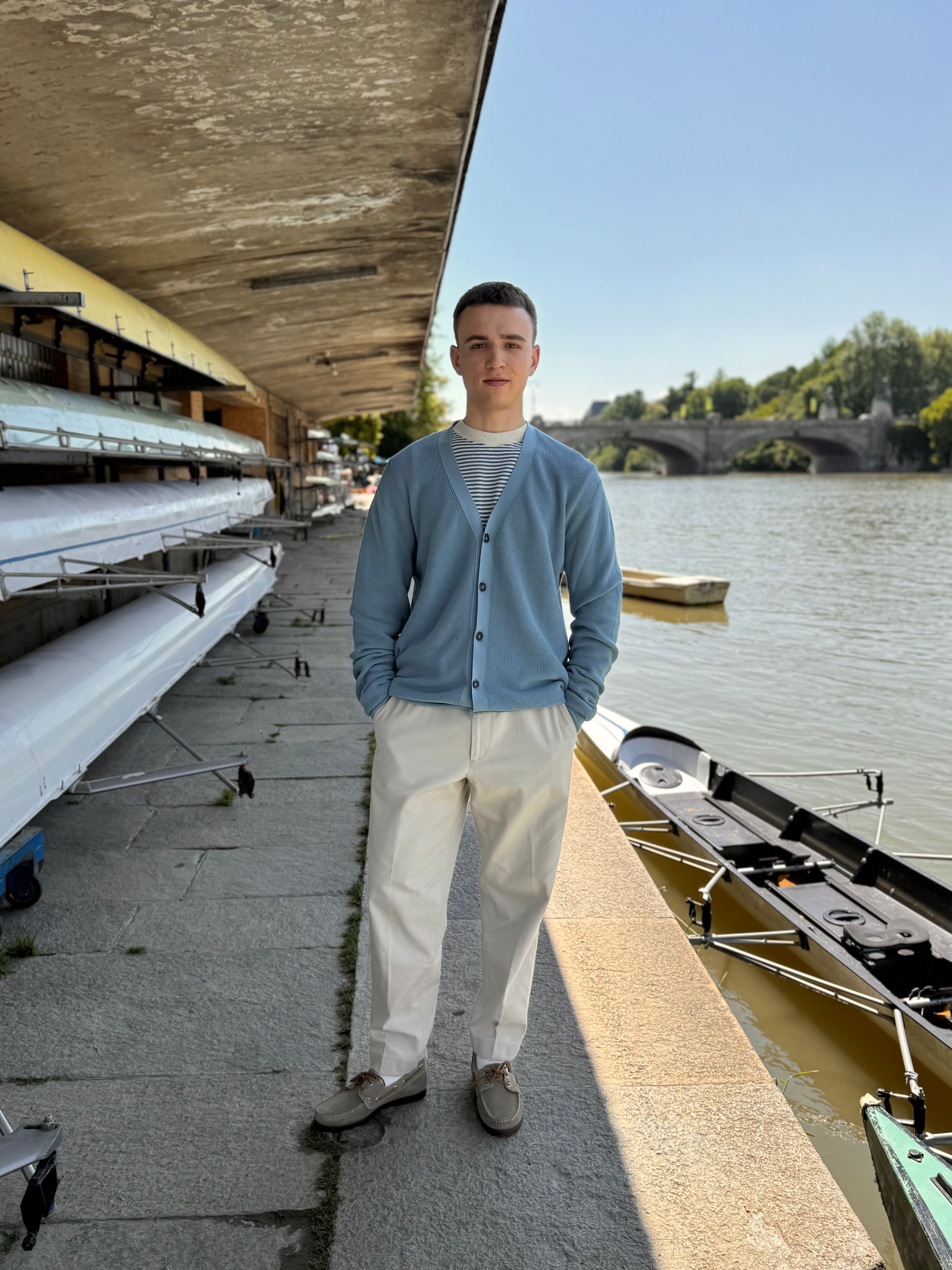 Cardigan FRESH Scott in cotone italiano color azzurro