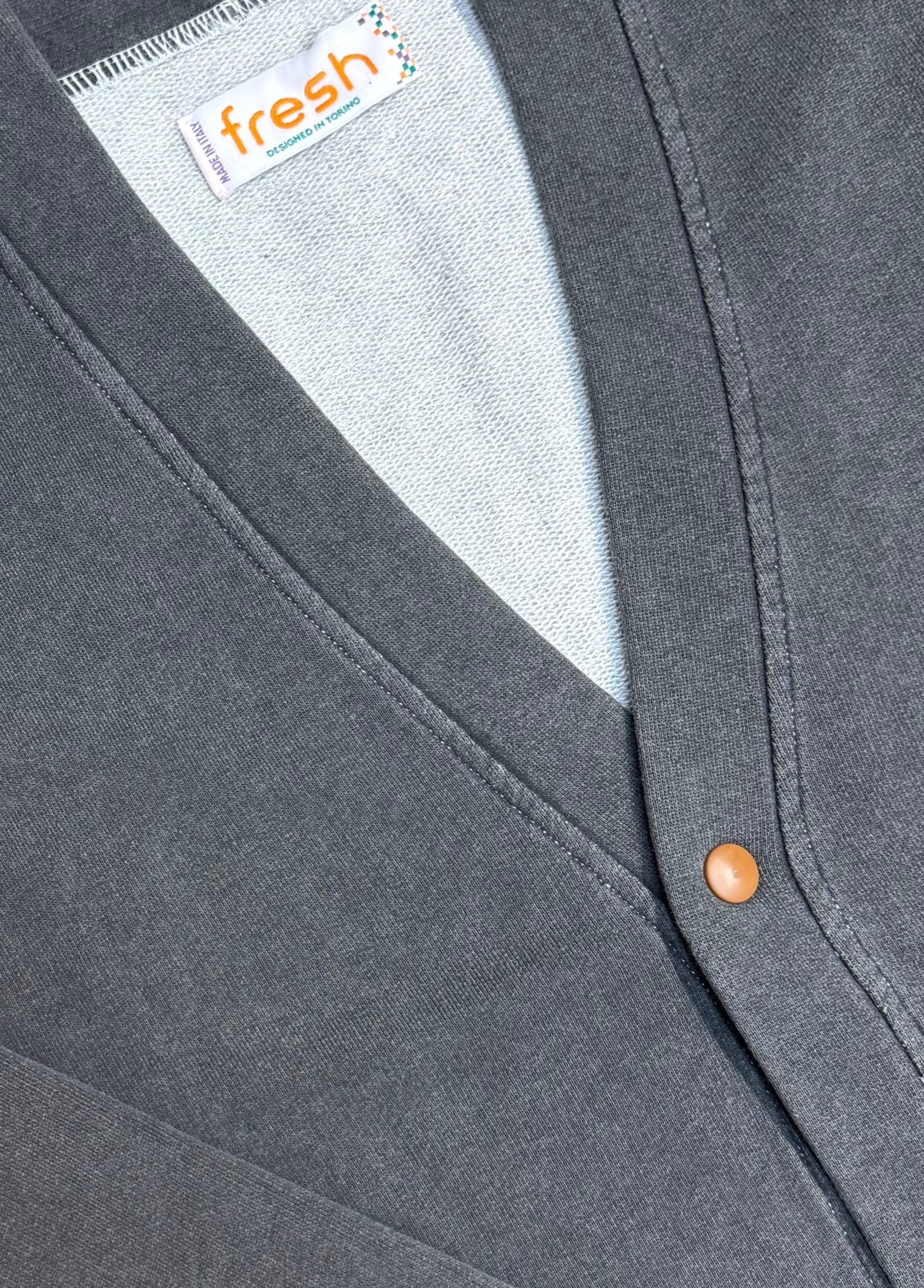 FRESH Damon Cotton Cardigan in Washed Black