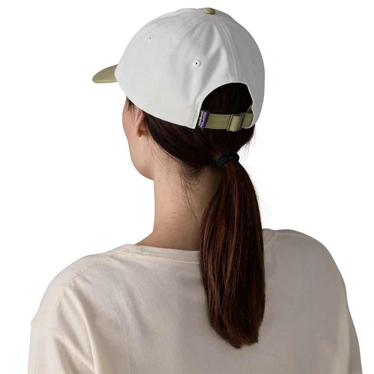 PATAGONIA Cappellino Icon Trad Fitz Roy Logo Testo: Betulla Bianca con Verde Eucalipto