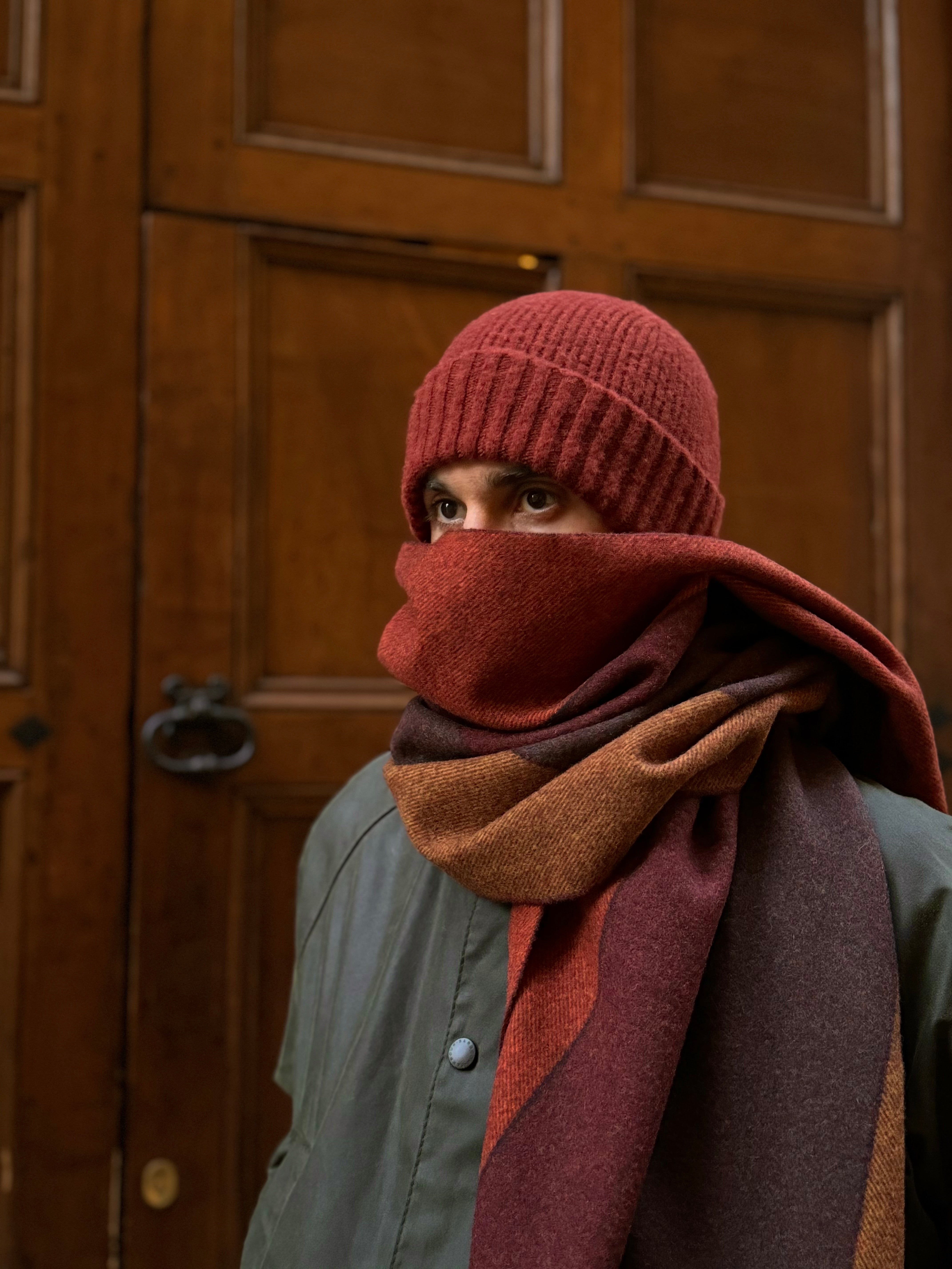 FRESH Striped Orange Wool Scarf