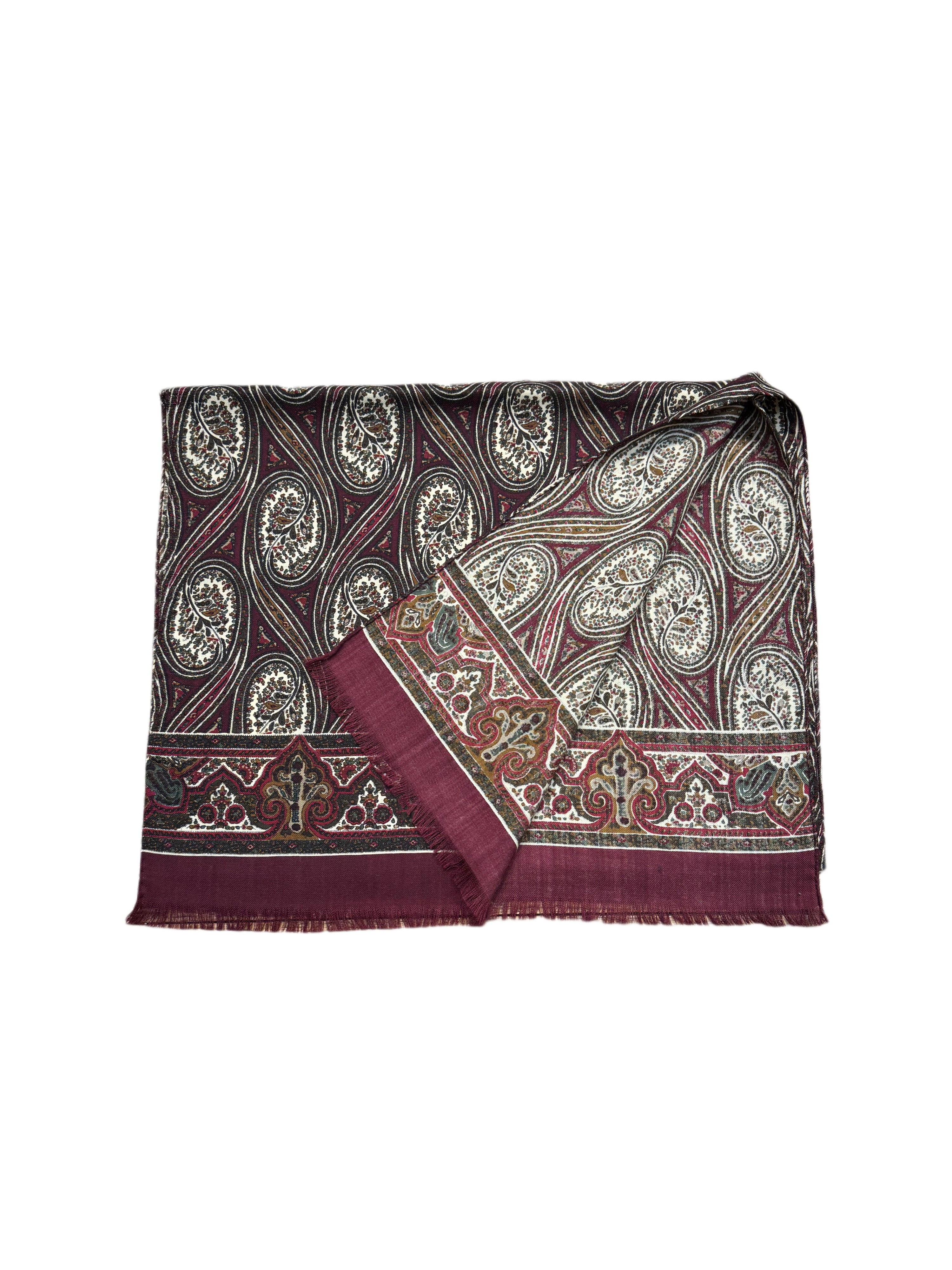 FRESH Fine Wool Scarf in Bordeaux Paisley