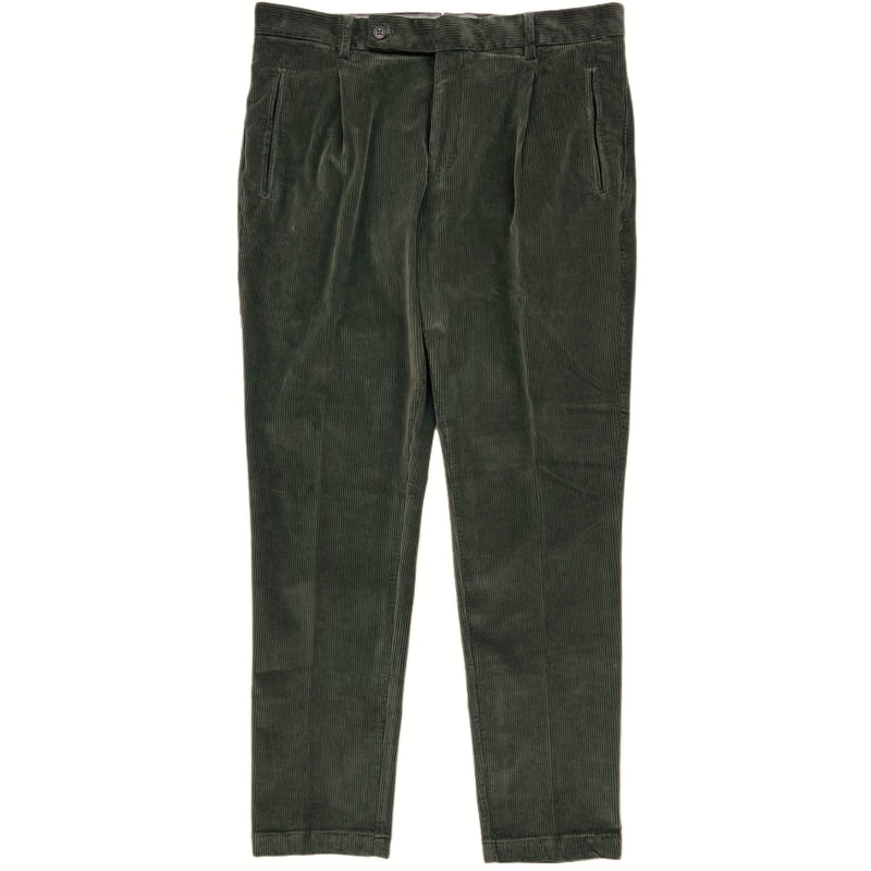 FRESH Corduroy Pleated Chino Pants In Army Green
