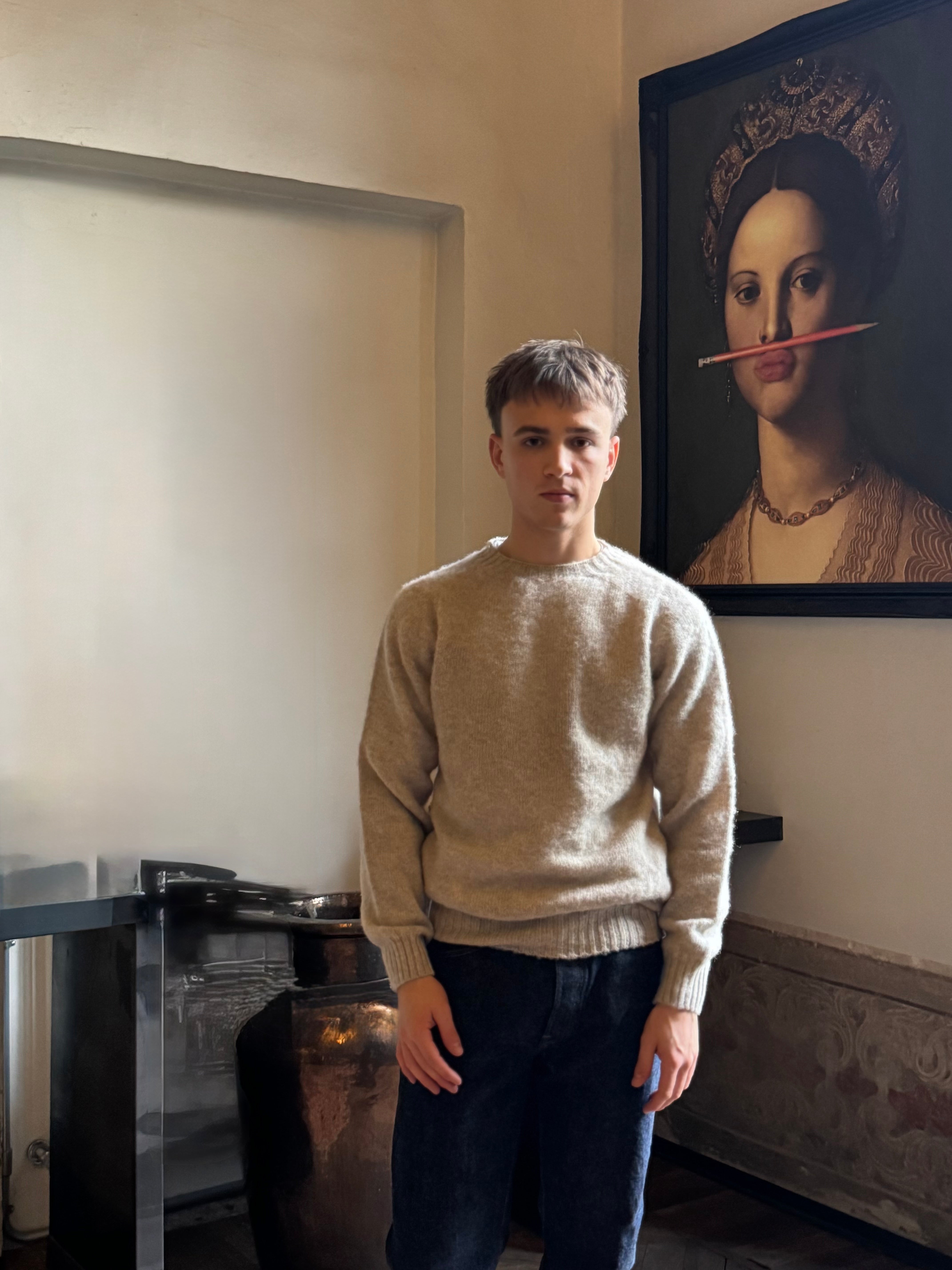 FRESH Sean Shaggy Shetland Wool Jumper In Putty