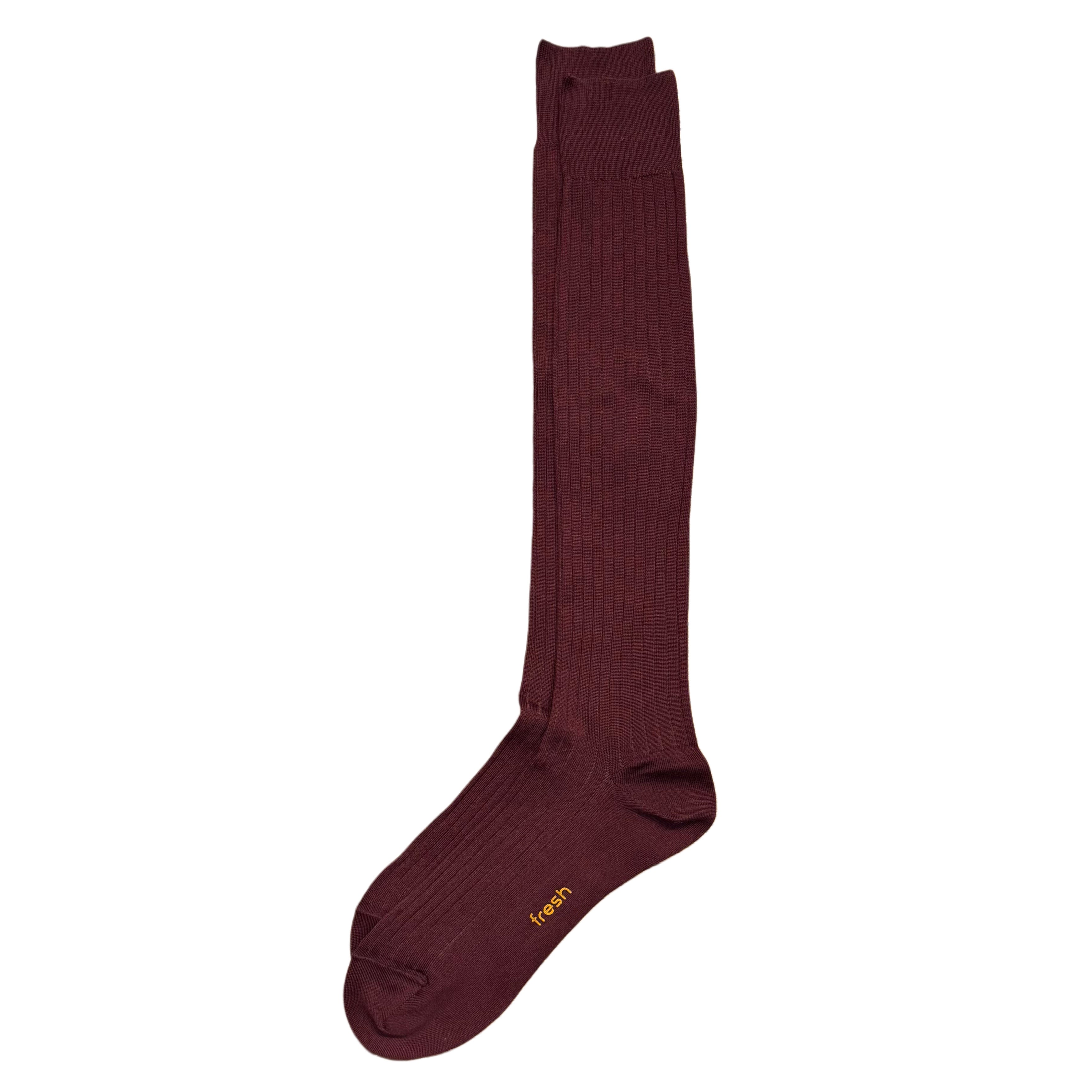 FRESH Cotton Over-the-Calf Lenghth Socks In Bordeaux