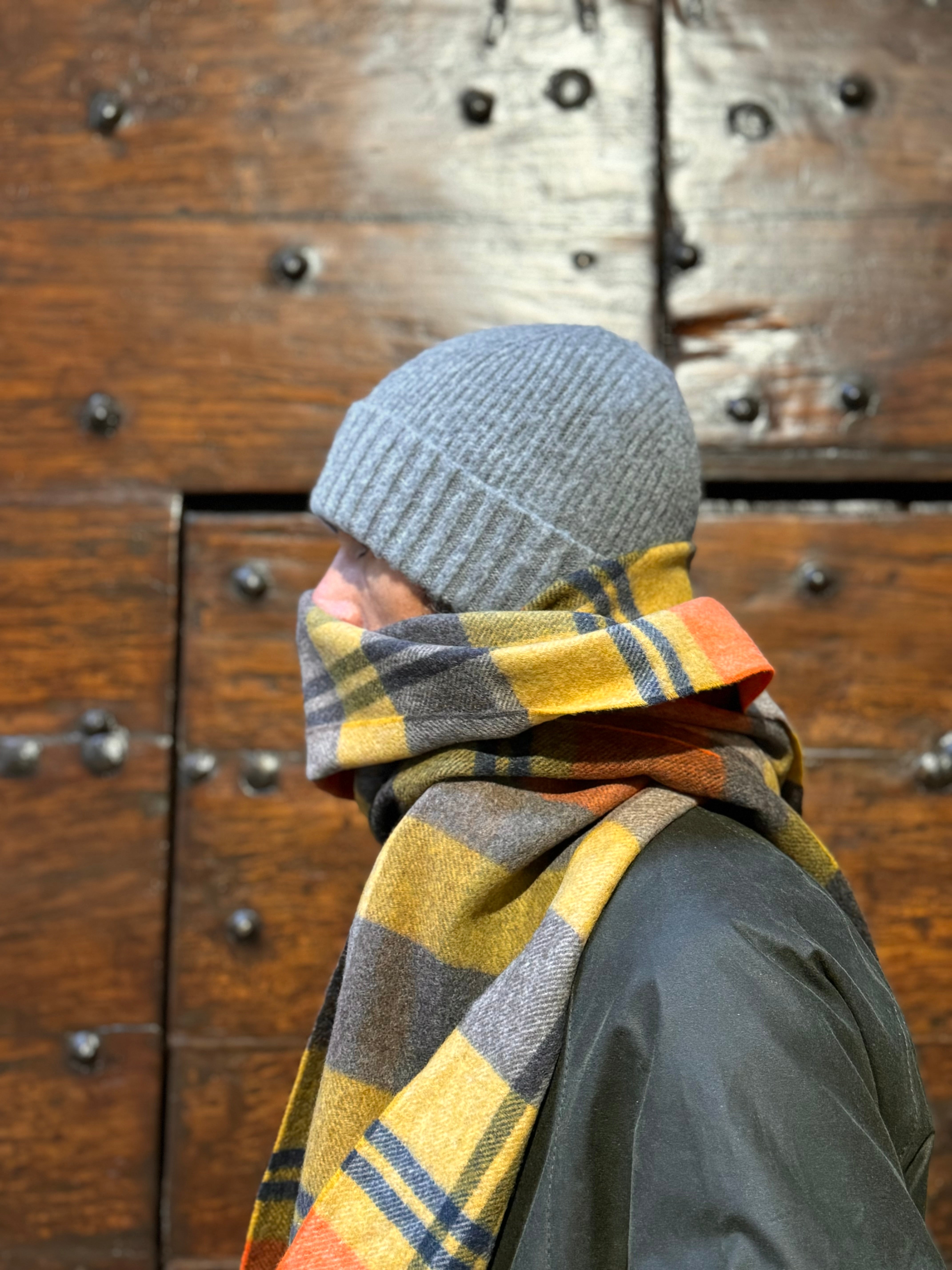 Sciarpa in lana tartan arancione FRESCO