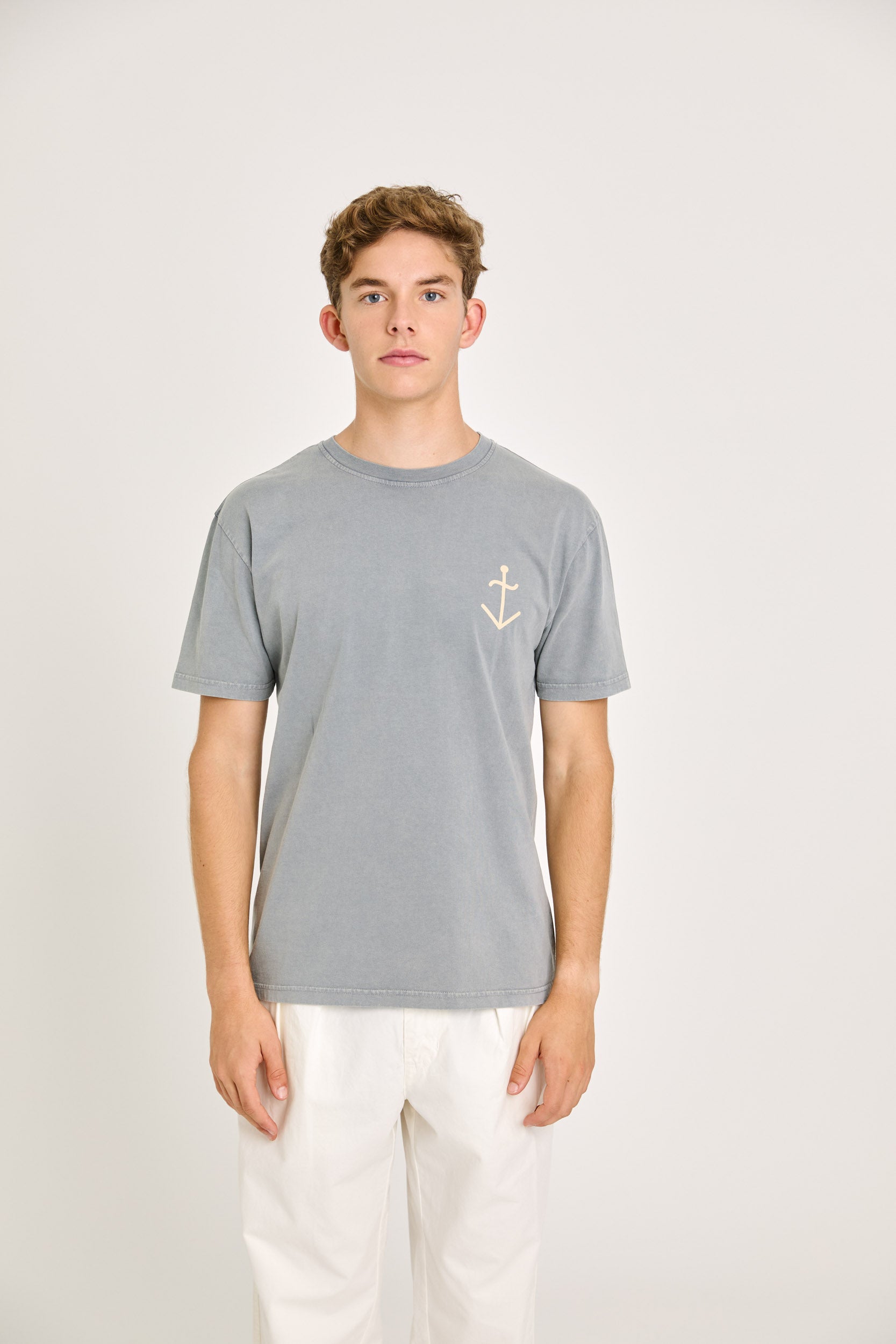 LA PAZ Dantas T-Shirt In Smoked Pearl With Pale Yellow Logo